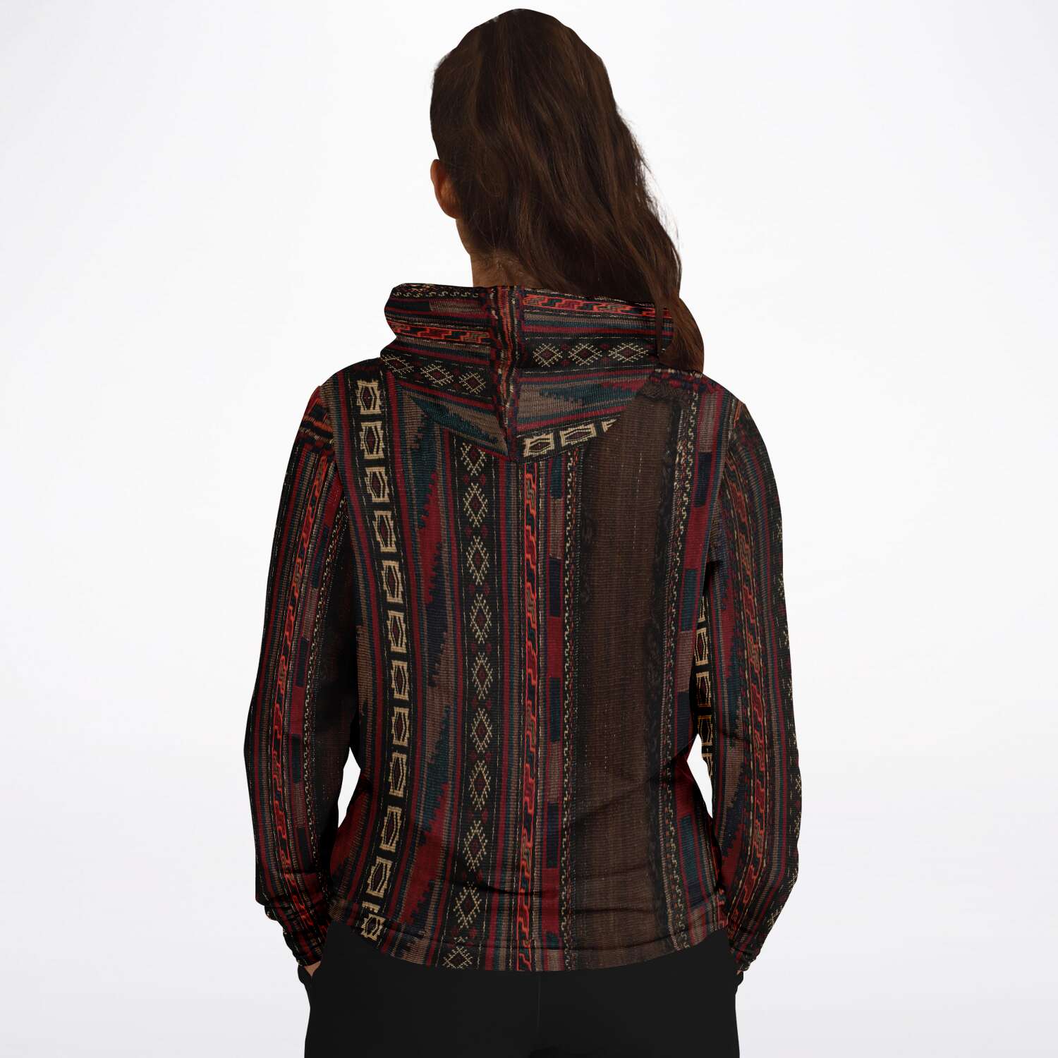Antique Nomadic Baluch Tribal Saddle Bag Hoodie, Ethnic Boho Hippie Jacket Gift Bohemian Afghan Pullover Unisex Vintage Hoodie