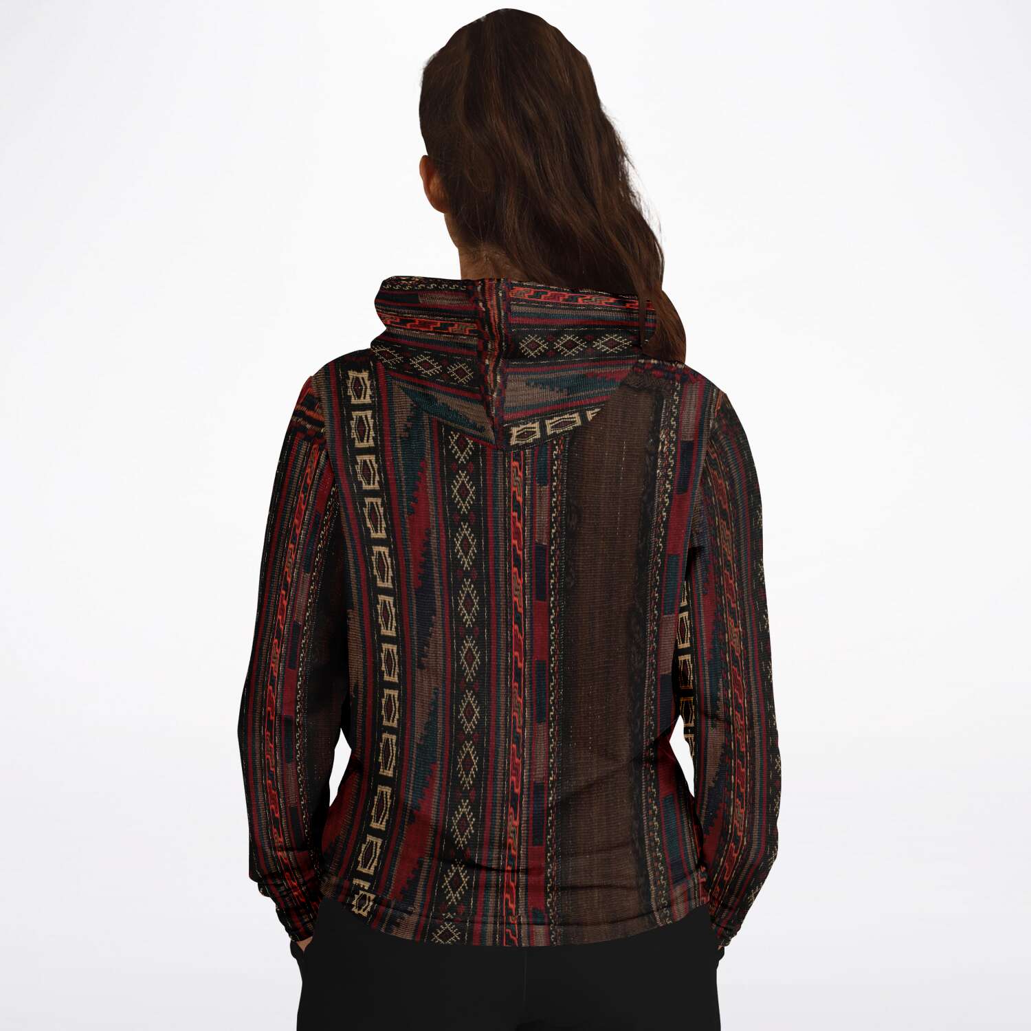 Fashion Hoodie - AOP Antique Nomadic Baluch Tribal Saddle Bag Hoodie, Ethnic Boho Hippie Jacket Gift Bohemian Afghan Pullover Unisex Vintage Hoodie