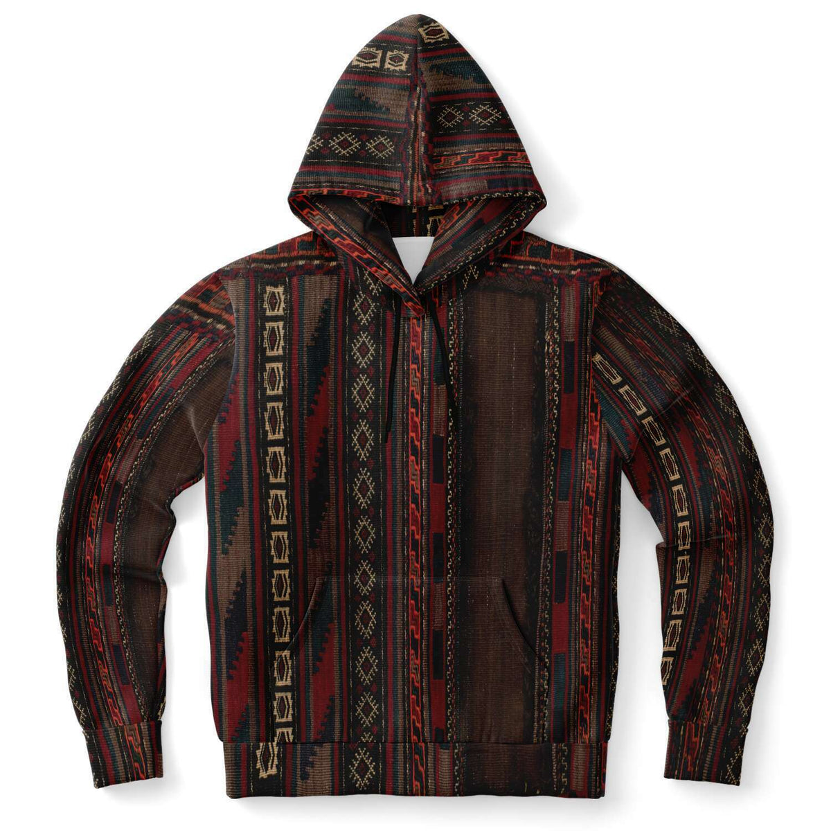 Fashion Hoodie - AOP XS Antique Nomadic Baluch Tribal Saddle Bag Hoodie, Ethnic Boho Hippie Jacket Gift Bohemian Afghan Pullover Unisex Vintage Hoodie