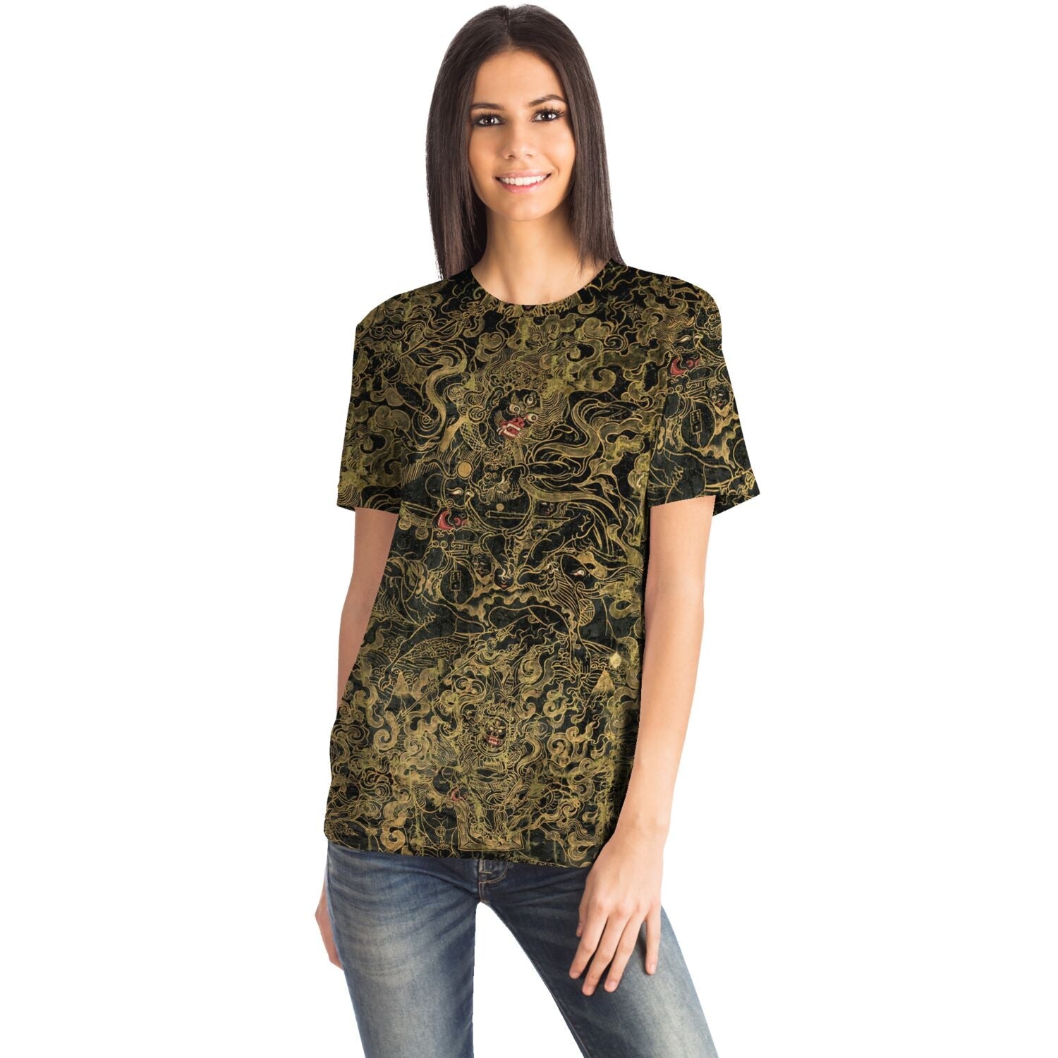 Antique Tibetan Thangka | Vintage Himalayan Sacred Art | Buddhist Meditation Mandala Graphic Art T-Shirt