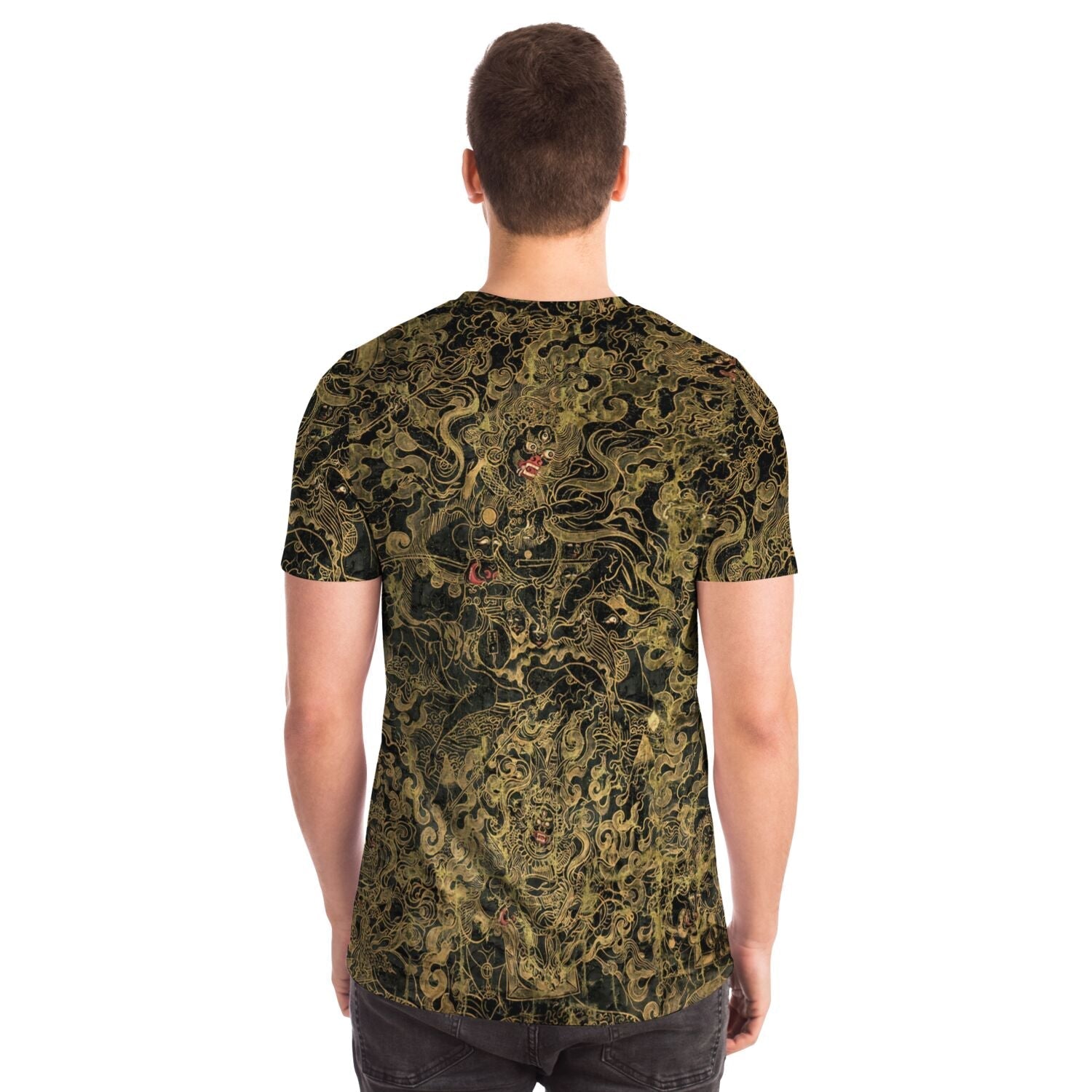 Antique Tibetan Thangka | Vintage Himalayan Sacred Art | Buddhist Meditation Mandala Graphic Art T-Shirt