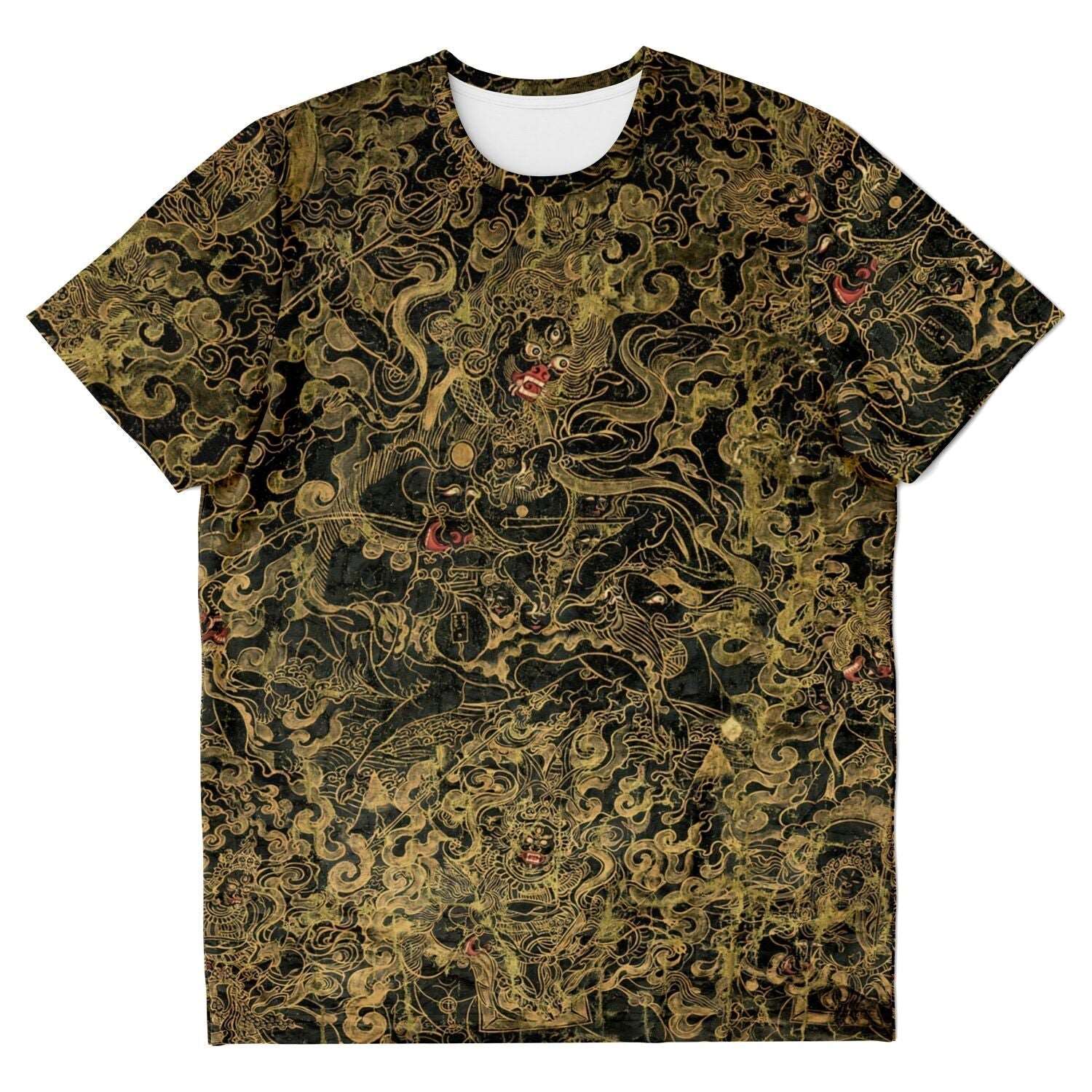 Antique Tibetan Thangka | Vintage Himalayan Sacred Art | Buddhist Meditation Mandala Graphic Art T-Shirt