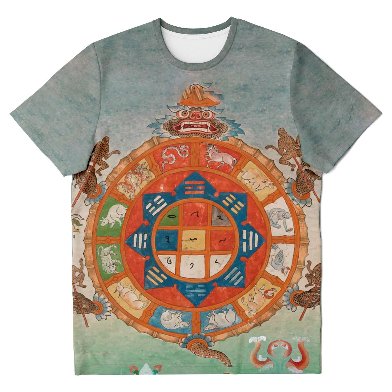 T-shirt XS Antique Tibetan Turtle Cosmological Divination Vintage T-Shirt Graphic Tee