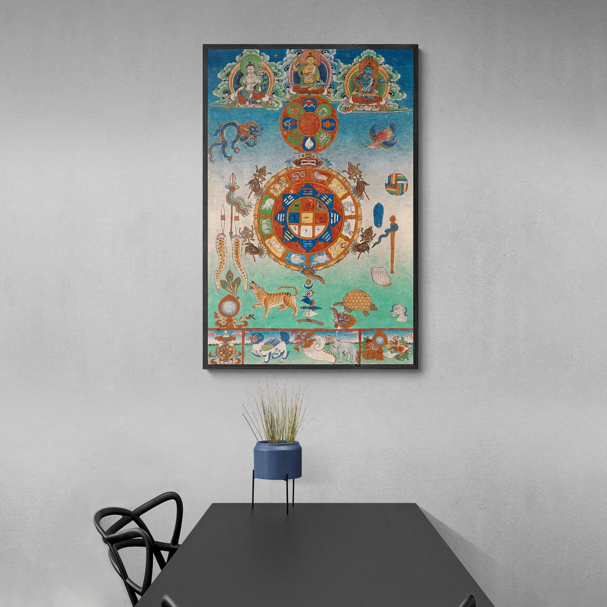 Antique Tibetan Turtle Tortoise Cosmological Divination I Ching Astrology Cosmos Nepal Astronomy Ancient Cosmic Map Fine Art Print