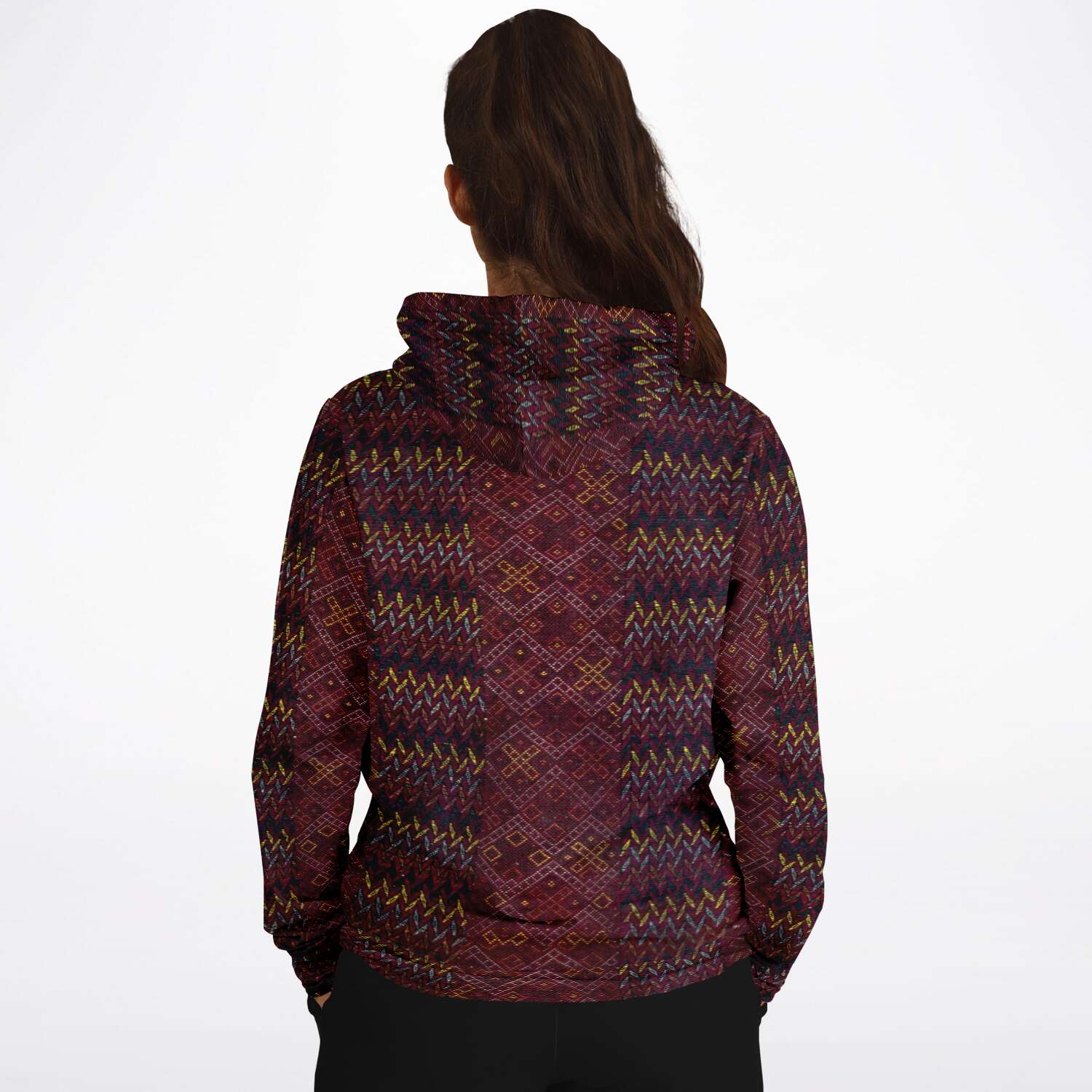 Antique Unisex Ikat-Inspired Ethnic Boho Bohemian Hippy Batik Thai Bali Indonesia SE Asian Textile Design Tribal Pullover Hoodie