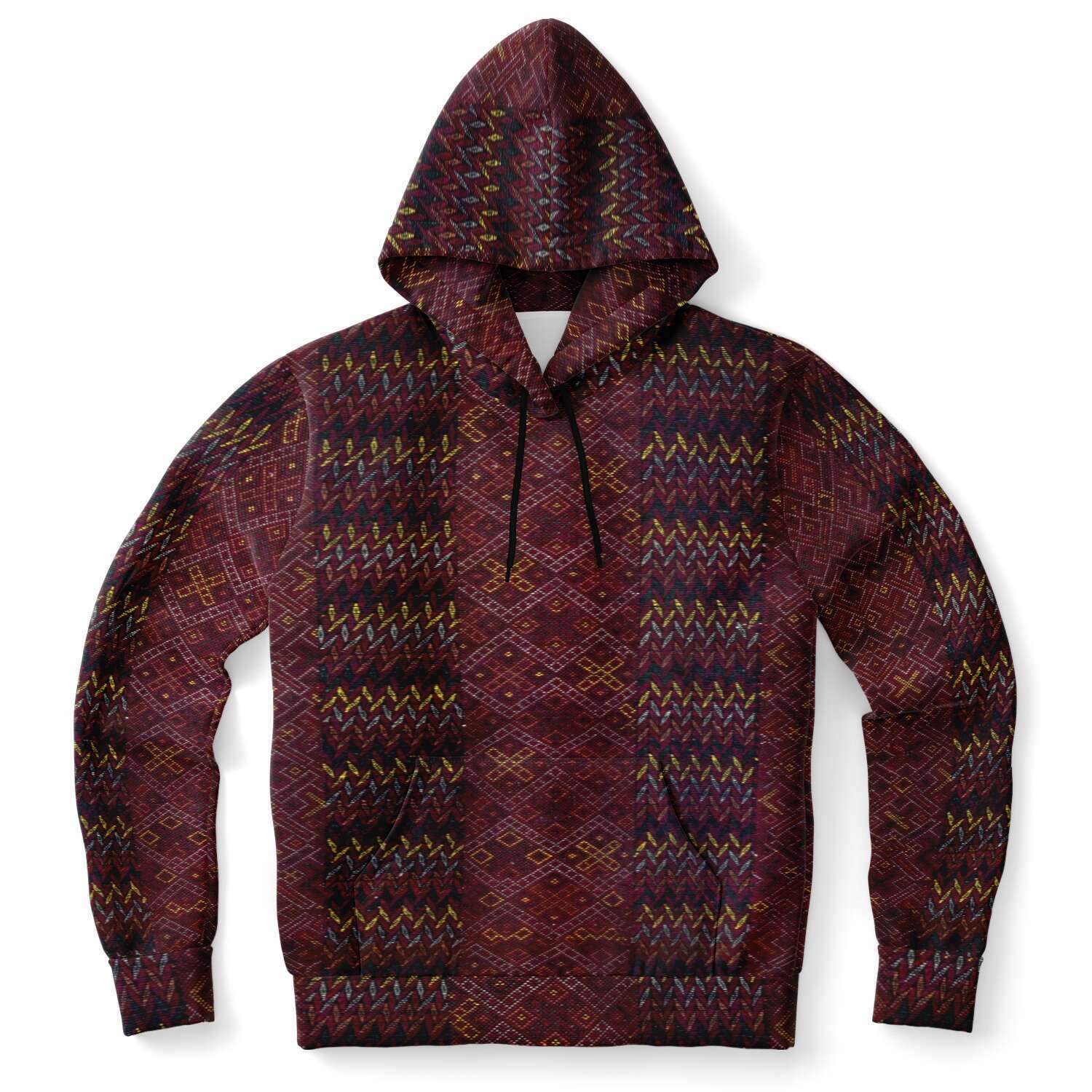 Fashion Hoodie - AOP XS Antique Unisex Ikat-Inspired Ethnic Boho Bohemian Hippy Batik Thai Bali Indonesia SE Asian Textile Design Tribal Pullover Hoodie