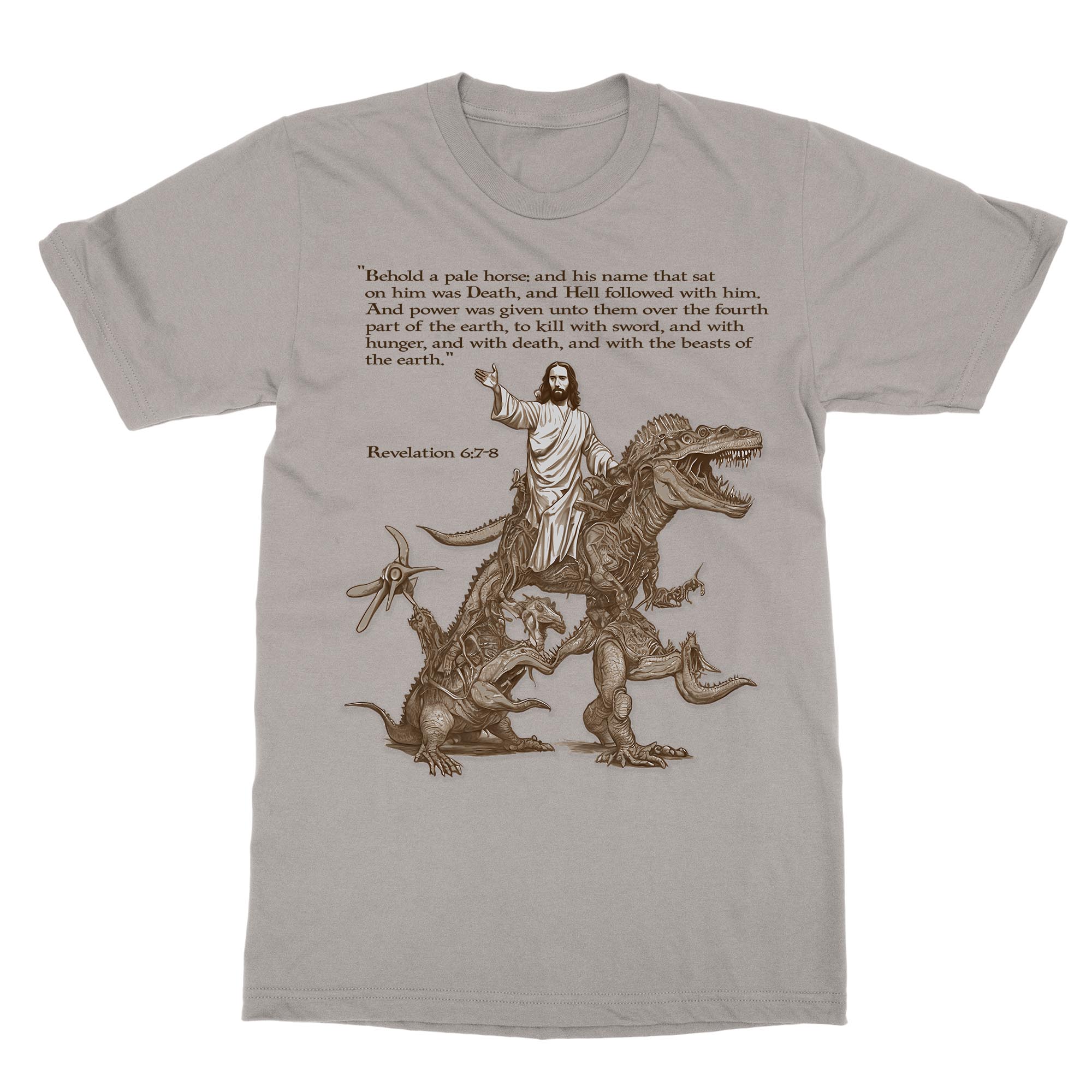 T-Shirts XS / Heather Stone Armageddon: Wrathful Jesus Returns with His Alien Army, The Second Coming, Apocalypse Graphic Art T-Shirt