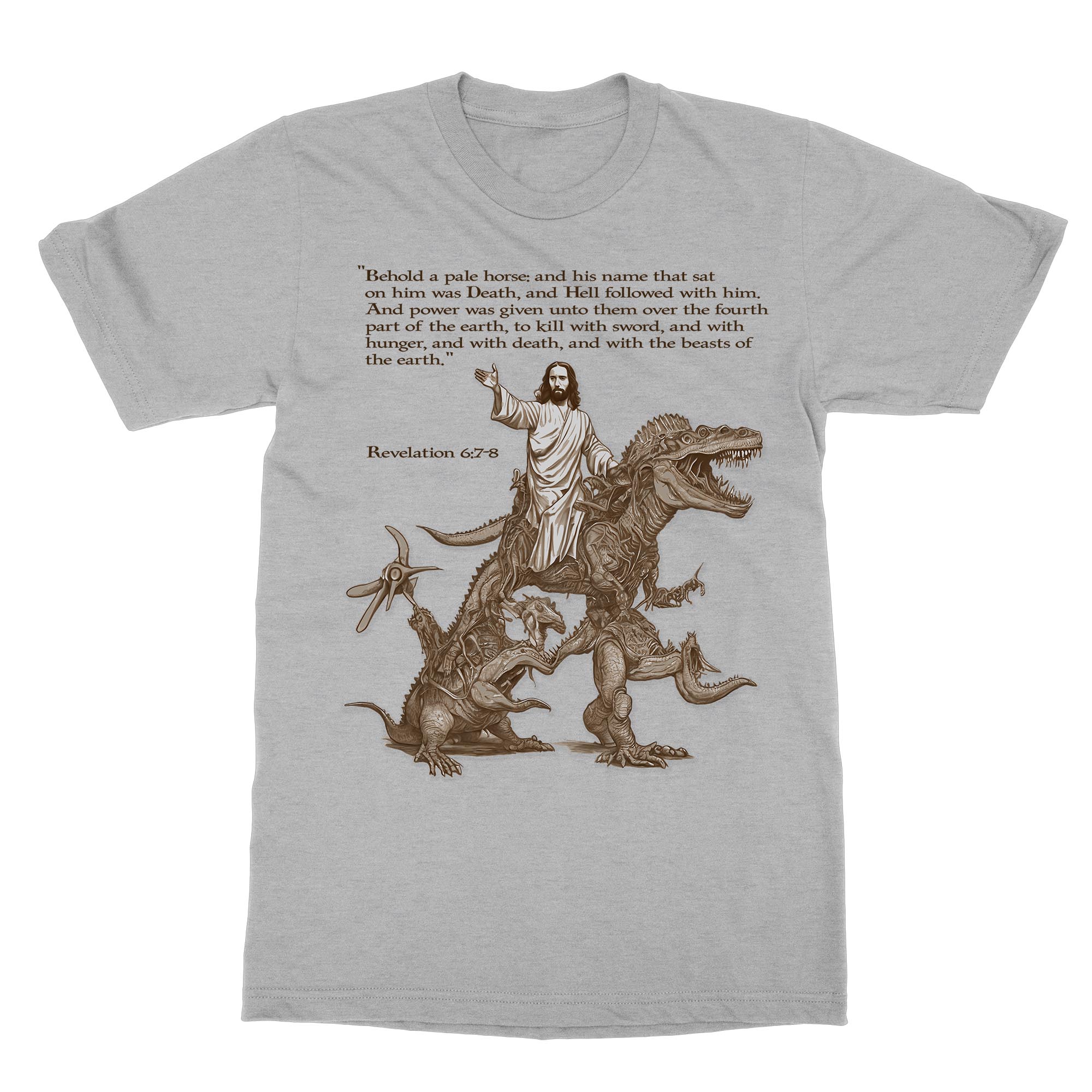 T-Shirts XS / Athletic Heather Armageddon: Wrathful Jesus Returns with His Alien Army, The Second Coming, Apocalypse Graphic Art T-Shirt