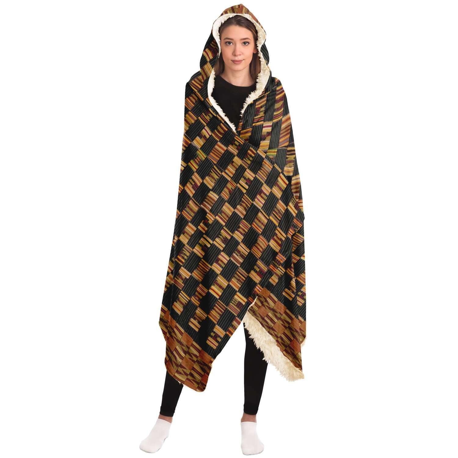 Hooded Blanket - AOP Asante Culture Inspired Hooded Blanket