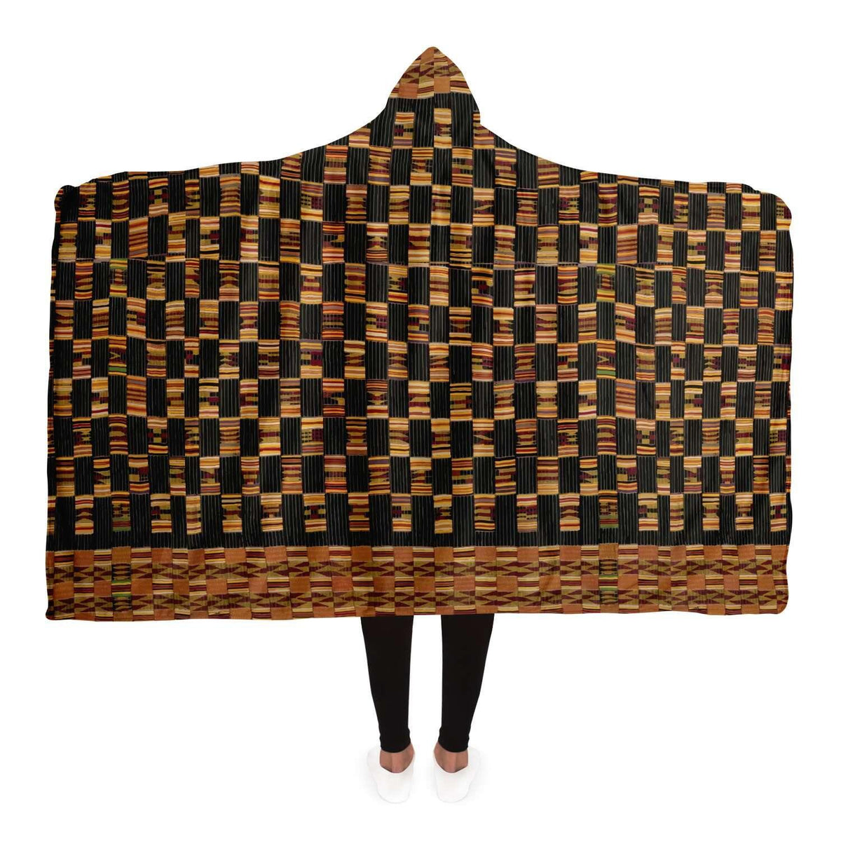 Hooded Blanket - AOP Adult / Premium Sherpa Asante Culture Inspired Hooded Blanket