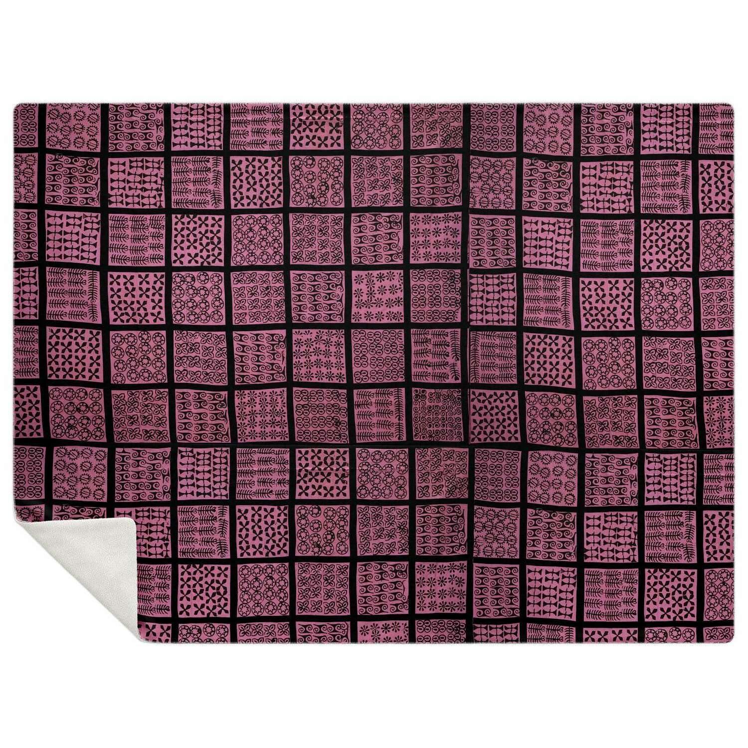 Sherpa Fleece Blanket M Ashante Culture Traditional Design (Ghana) | African Fleece Blanket