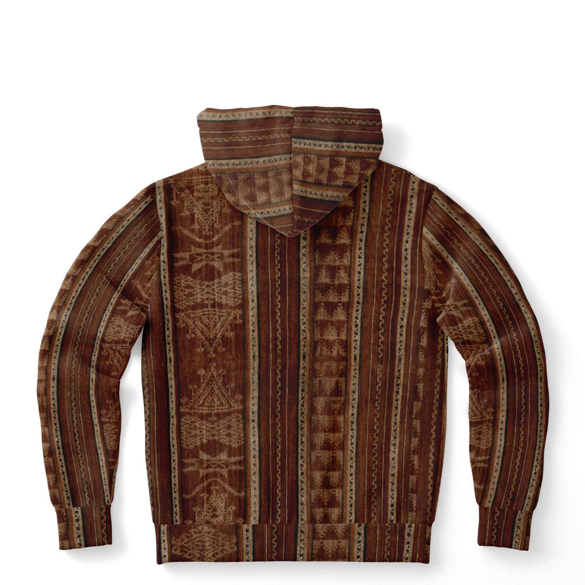 Bali Ikat Bronze Hippy Hoodie | Boho Batik SE Asian Unisex Jacket | Indonesian Hooded Sweatshirt | Tribal Pullover Hoodie