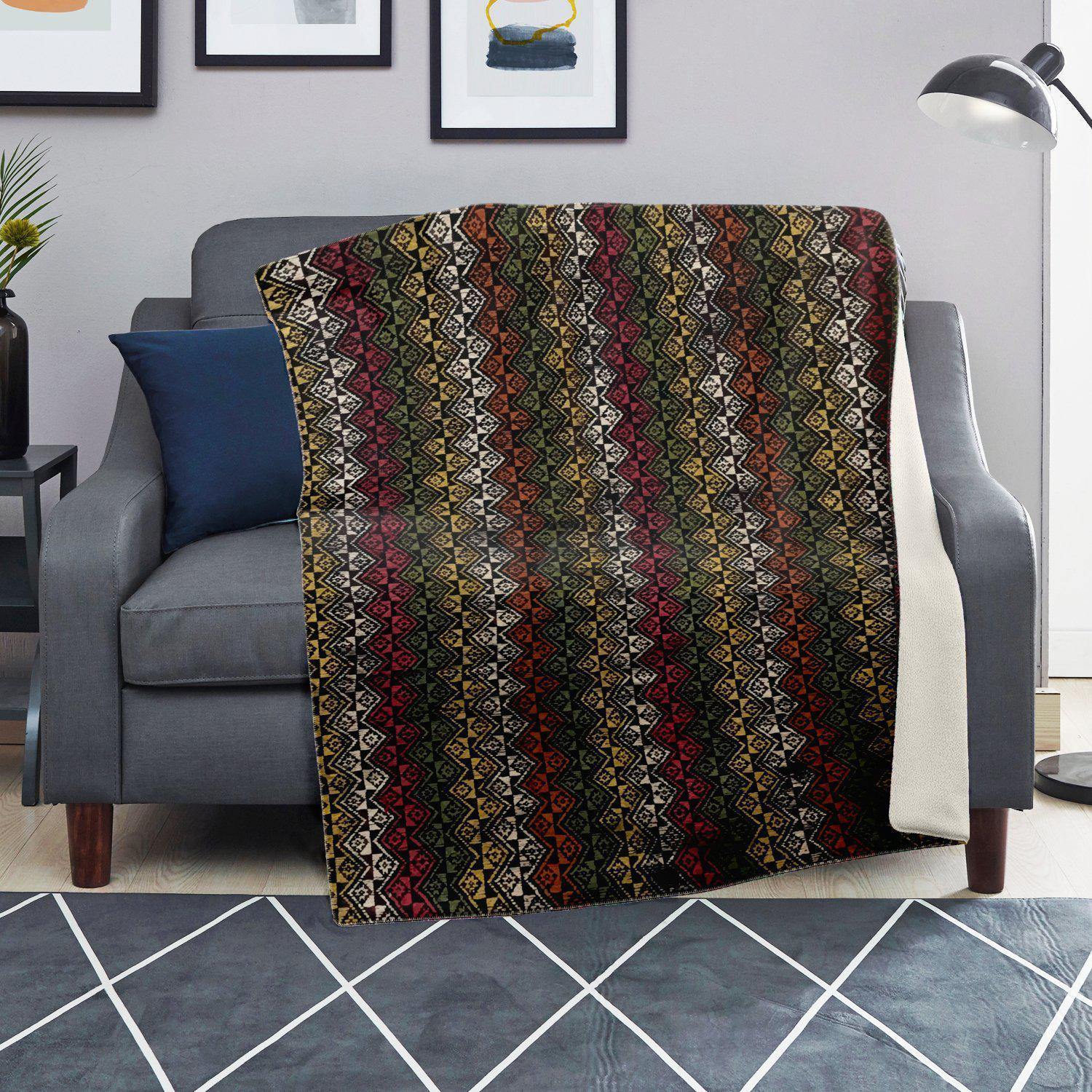 Sherpa Fleece Blanket BANJARA CULTURE TRADITIONAL DESIGN | African Blanket