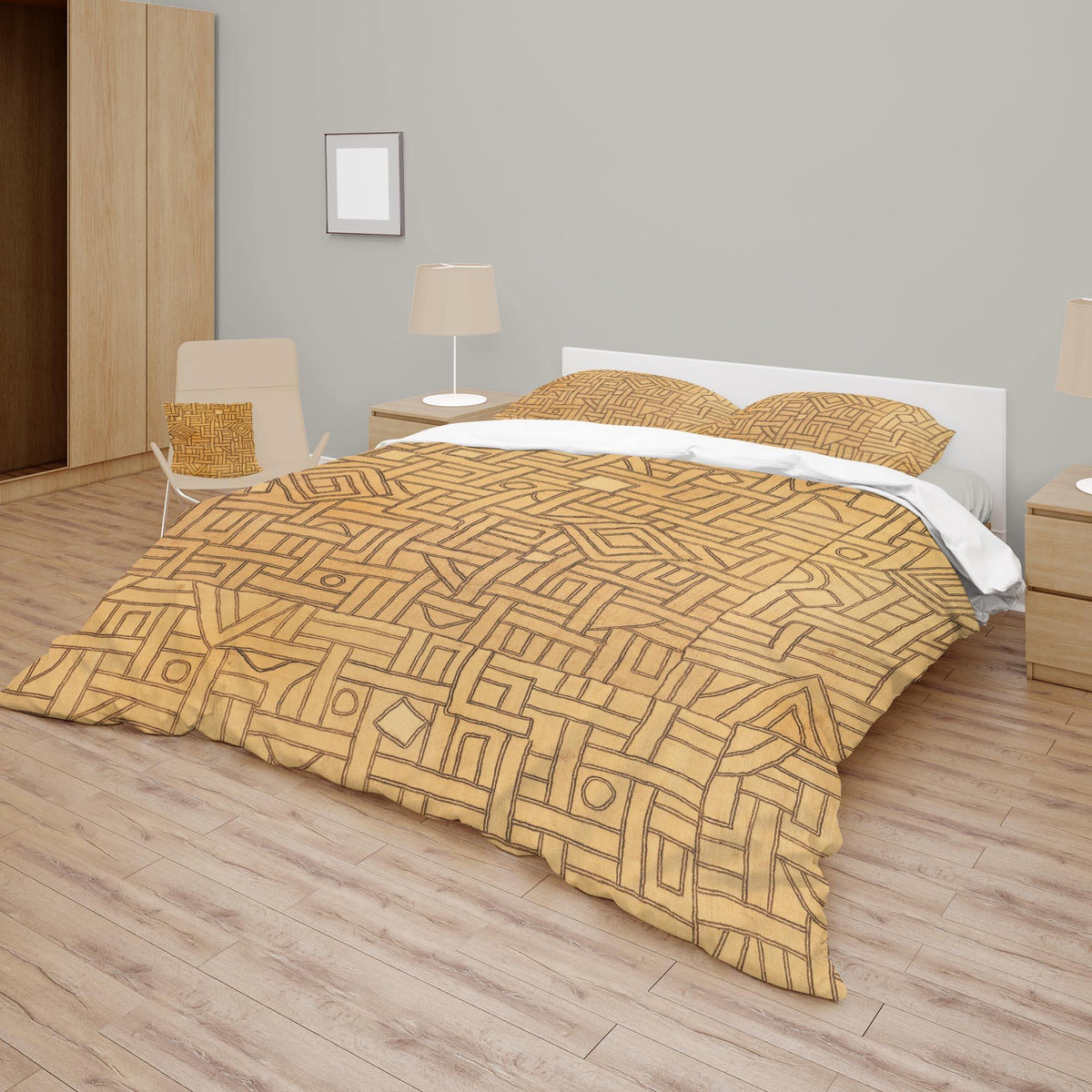 Bedding Set, African Kuba-Cloth Traditional Design