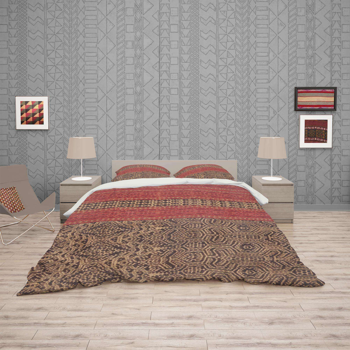Bedding Set, Dayak Indonesian Ikat Design