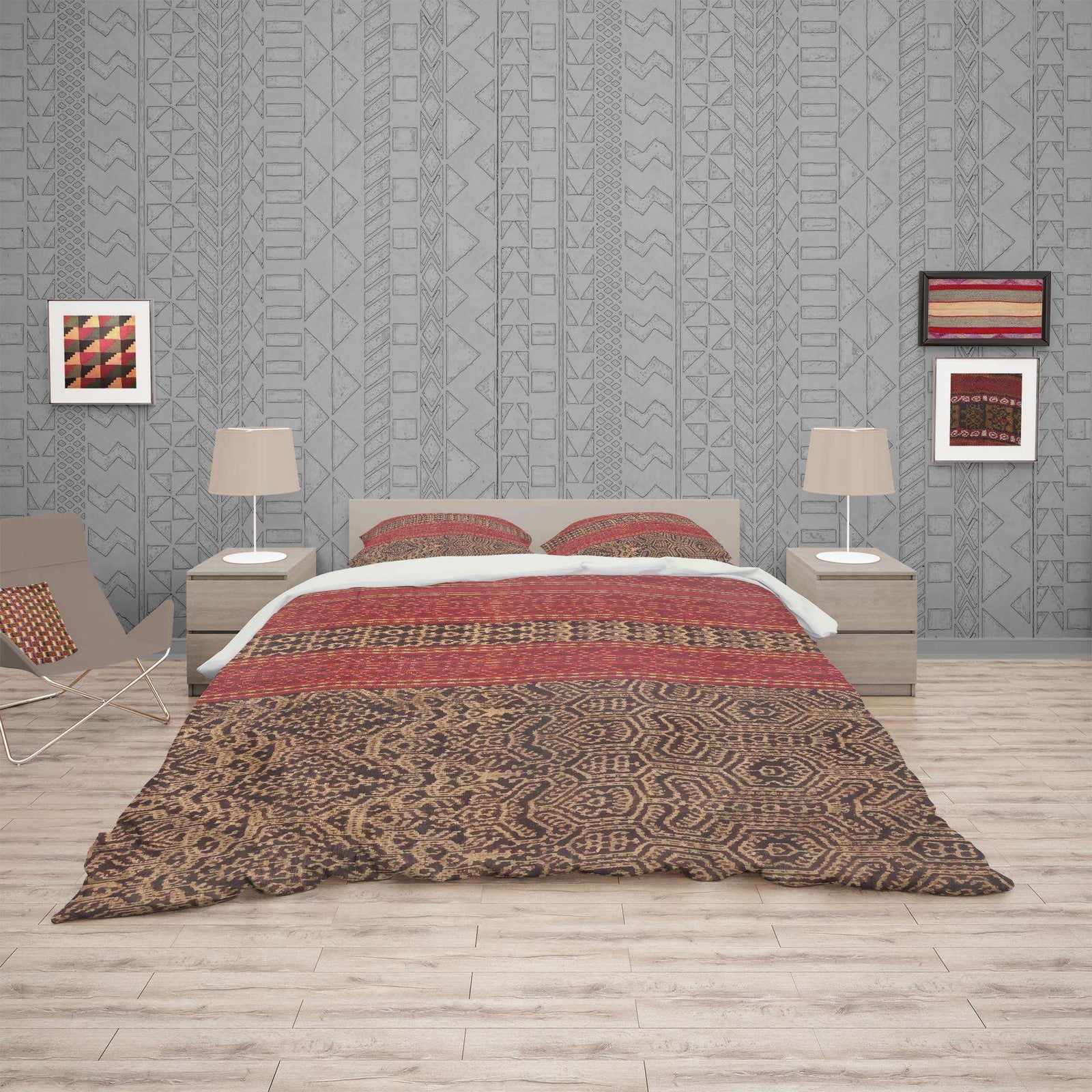 Bedding Set, Dayak Indonesian Ikat Design