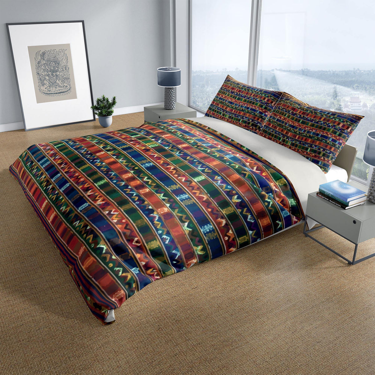 Bedding sets US Full Bedding Set, Kira Tribe Bhutan Folk-Art Bedding Set Design