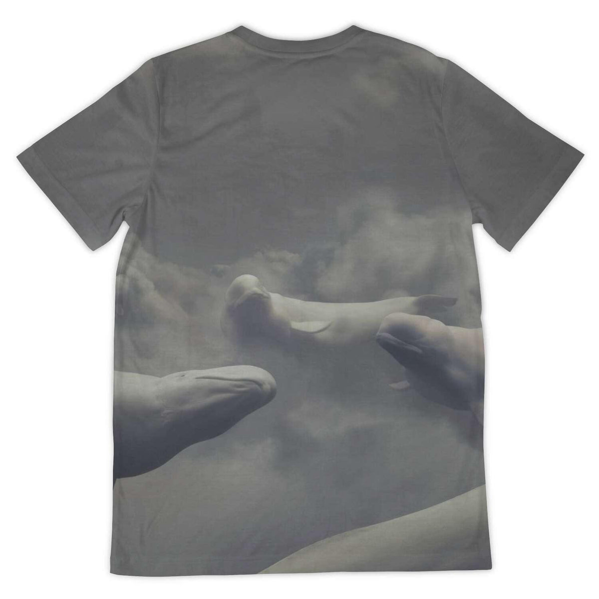 Beluga Dreams Whale Orca Deep Sea Ocean Fantasy Clouds Graphic Tee T-Shirt