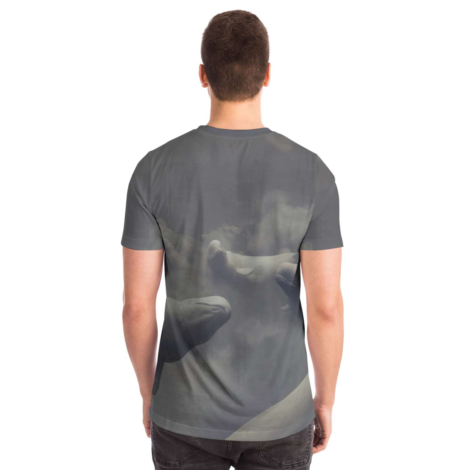 Beluga Dreams Whale Orca Deep Sea Ocean Fantasy Clouds Graphic Tee T-Shirt