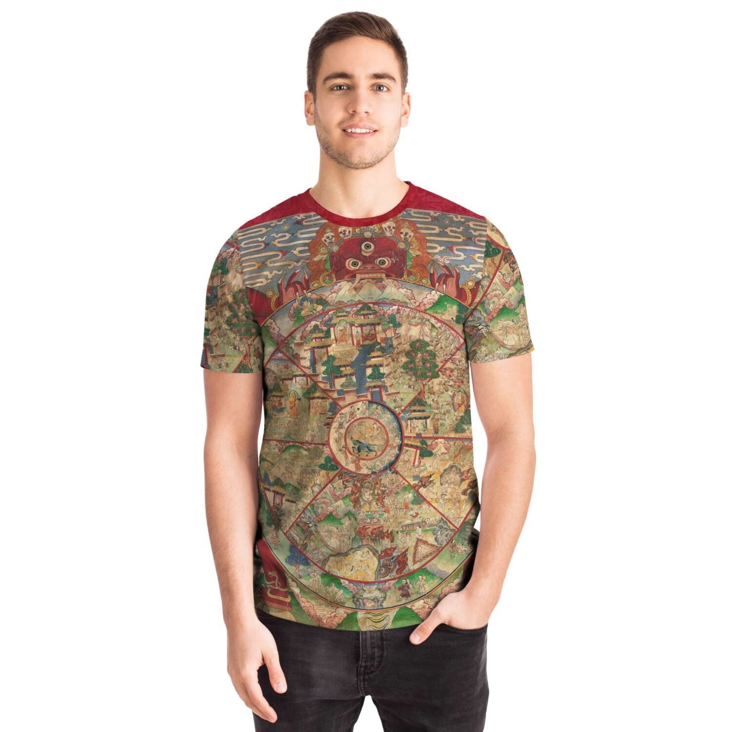 Bhavacakra Mandala (The Wheel of Life Thangka) Buddhist Vintage Vajrayana Tibetan T-Shirt