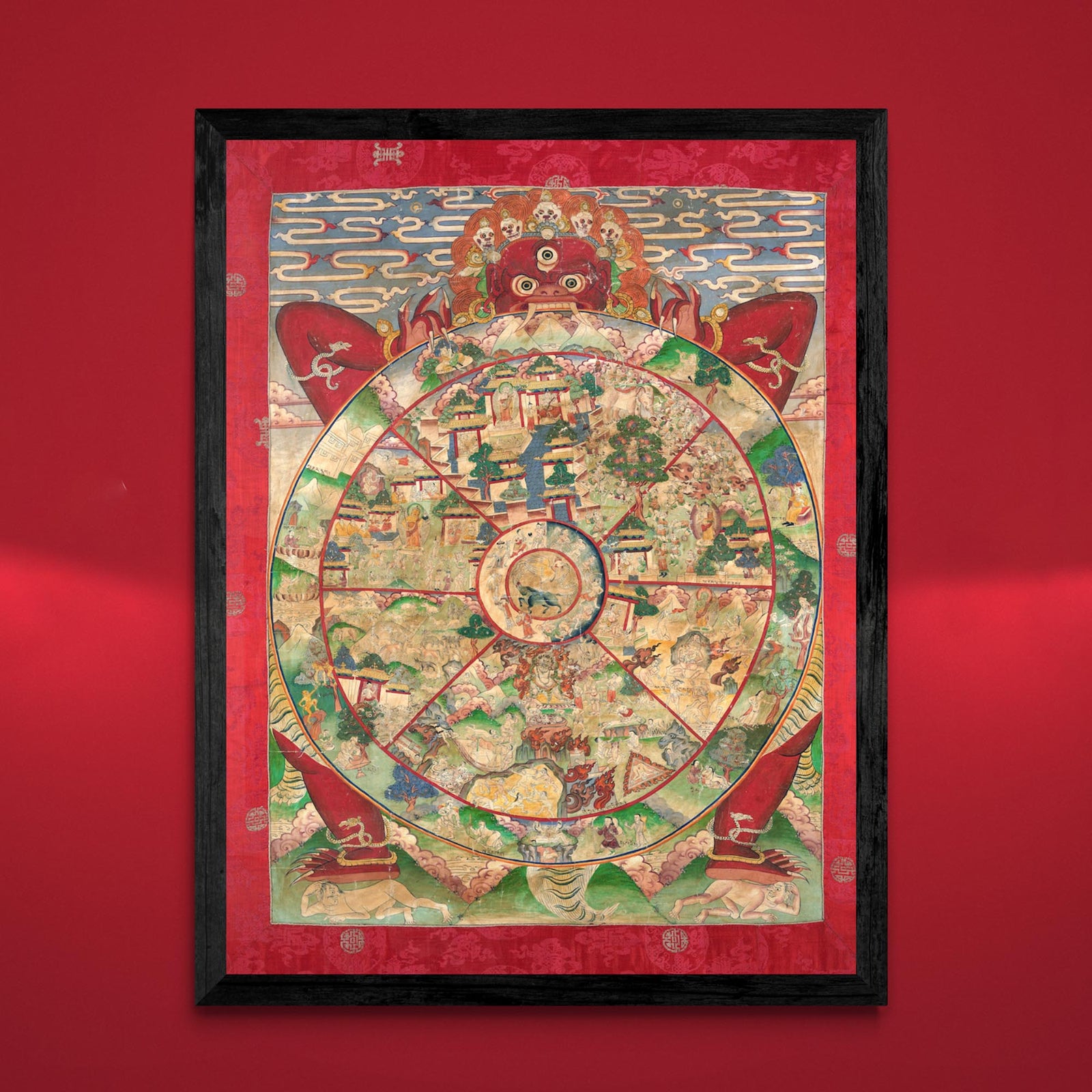 giclee 6"x8" Bhavacakra Mandala (Wheel of Life) Tibetan Buddhist Thangka Yantra Vintage Demon Reincarnation Transmigration Nepal Giclée Fine Art Print