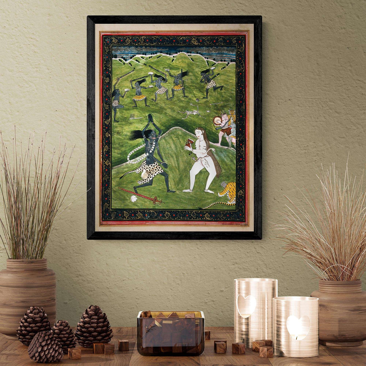 Black Kali Maa, Shiva Eternal Dance | Divine Feminine Shakti Hindu Deity Goddess | Hindu Mythology Fine Art Print