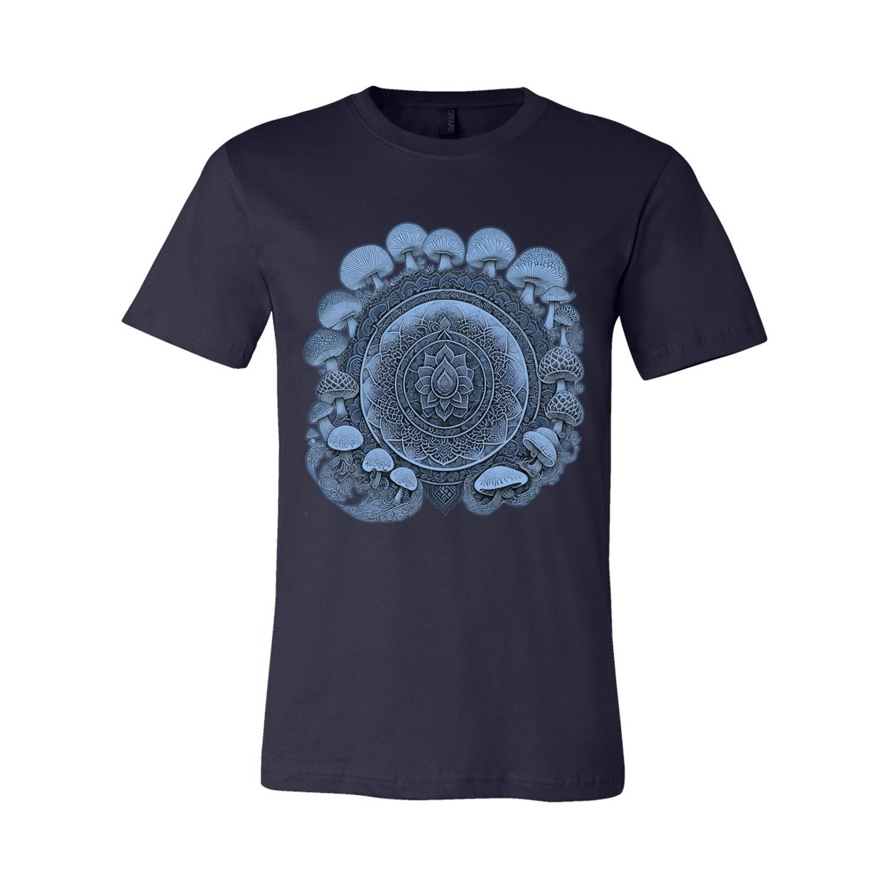 T-Shirts XS / Navy Blue Magic Mushroom Mandala, Psilocybin Shirt, Sacred Geometry Gift, Shrooms Yantra Graphic Art T-Shirt
