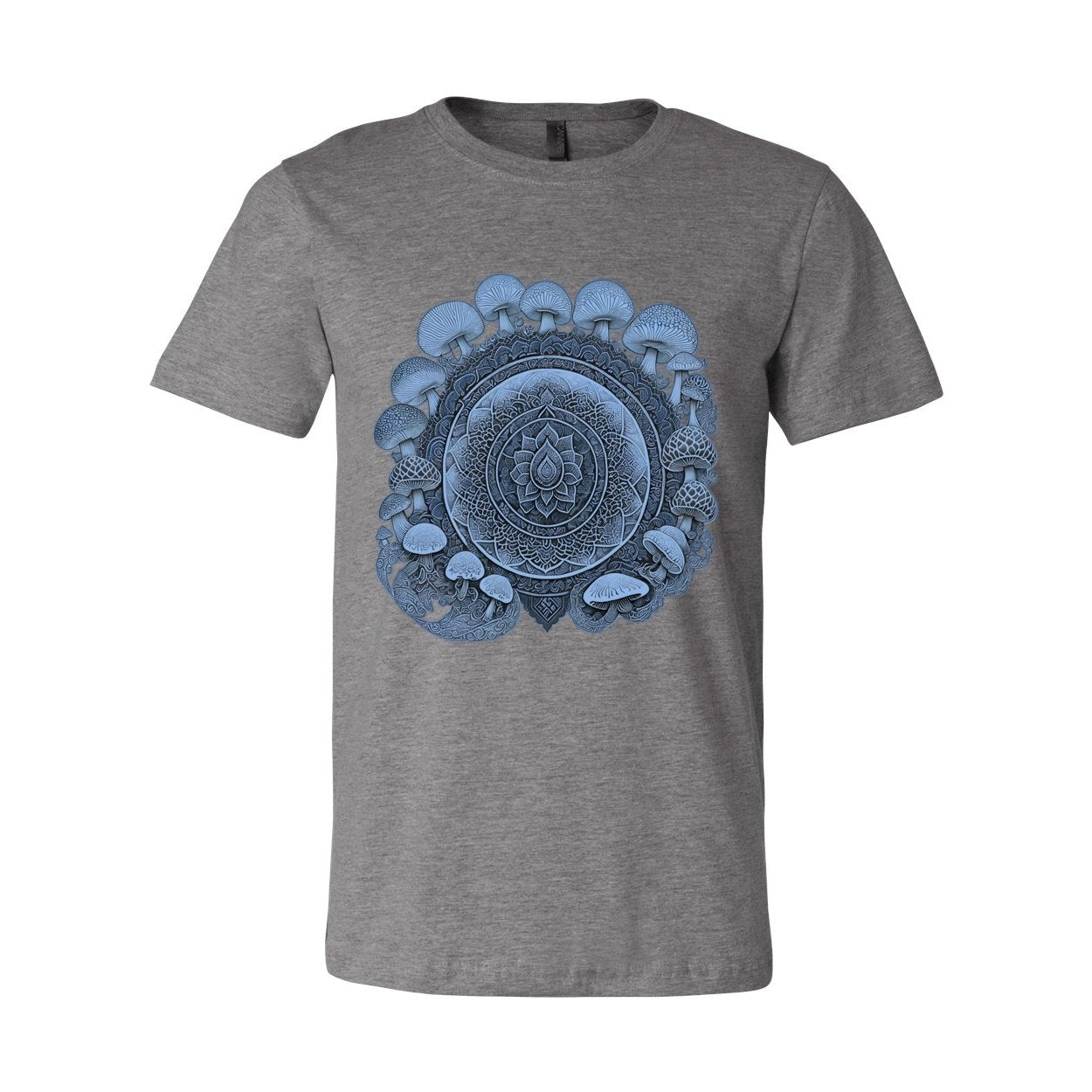 T-Shirts XS / Deep Heather Blue Magic Mushroom Mandala, Psilocybin Shirt, Sacred Geometry Gift, Shrooms Yantra Graphic Art T-Shirt