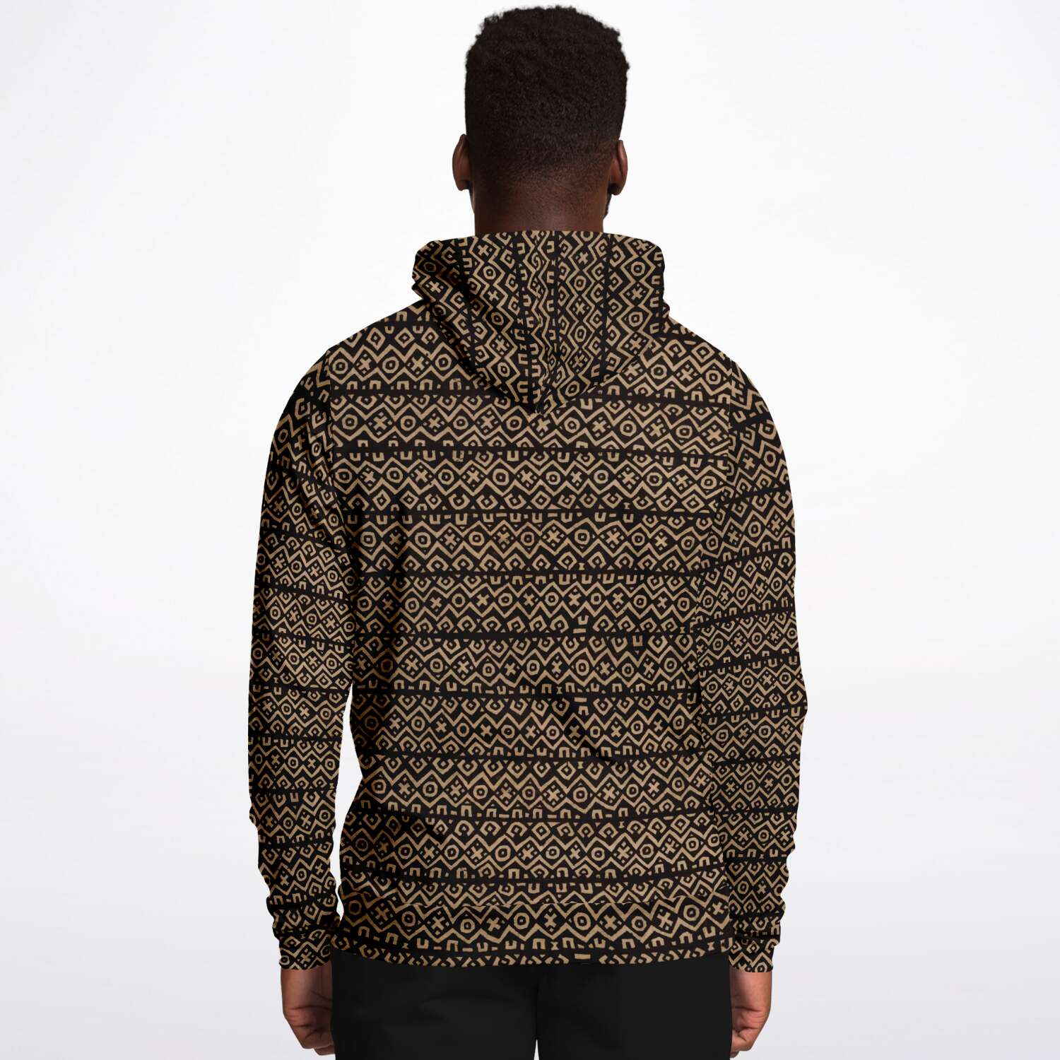 Fashion Hoodie - AOP Bogolan Mali Mudcloth Hoodie, Boho, Kuba Cloth, Kilim, Baluch, Ethnic Jacket African Hippie Gift Tribal Sweater Pullover Hoodie