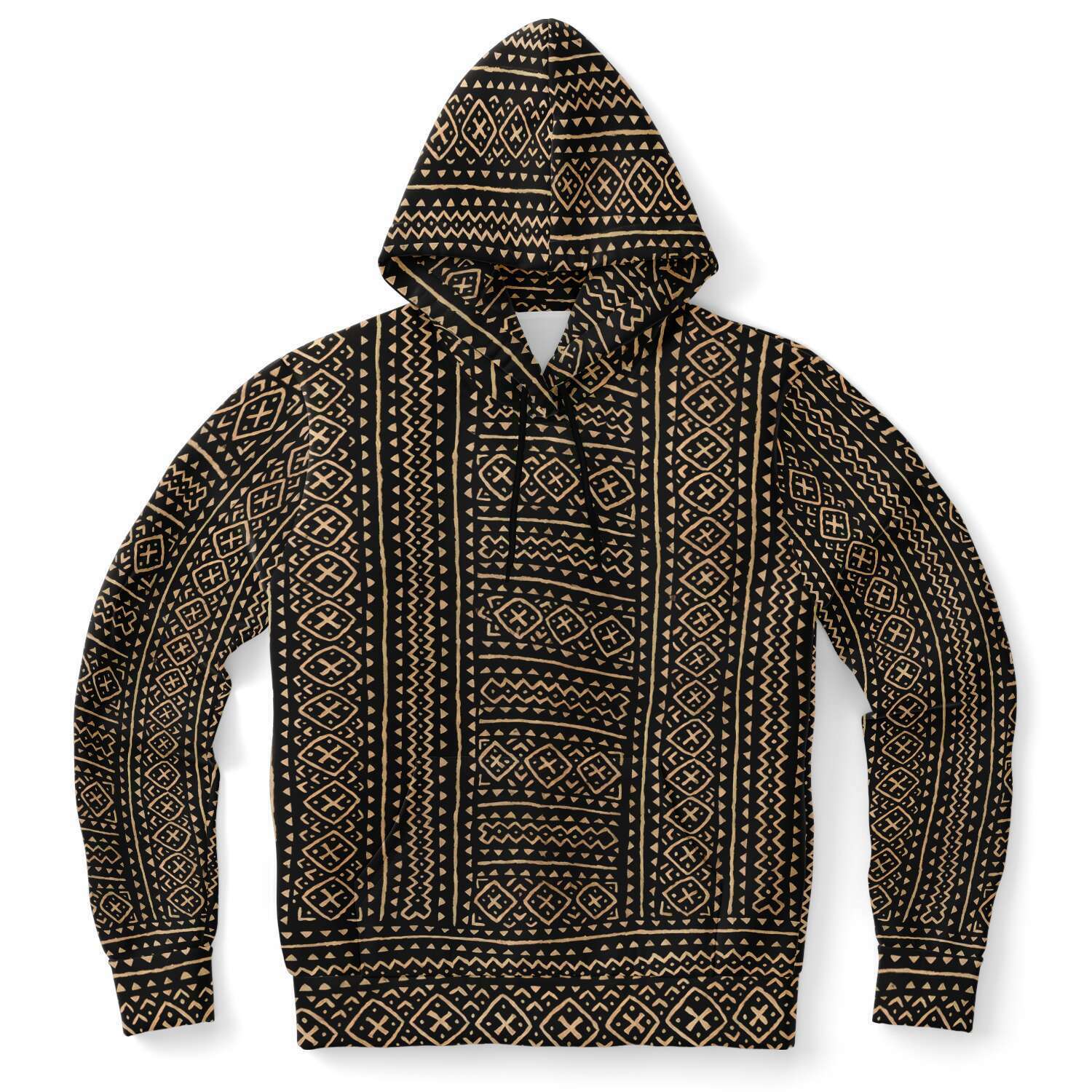 Fashion Hoodie - AOP XS Bogolan Mali Mudcloth Hoodie, Boho, Kuba Cloth, Kilim, Baluch, Ethnic Jacket African Hippie Textile Tribal Sweater Pullover Hoodie