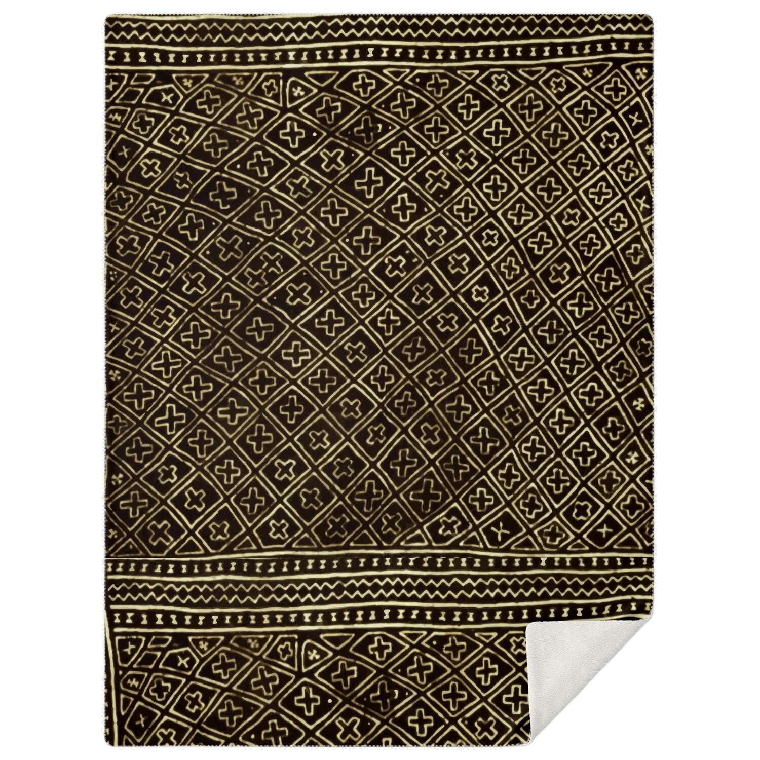 Sherpa Fleece Blanket BOGOLAN (MALI) TRADITIONAL DESIGN | African Blanket