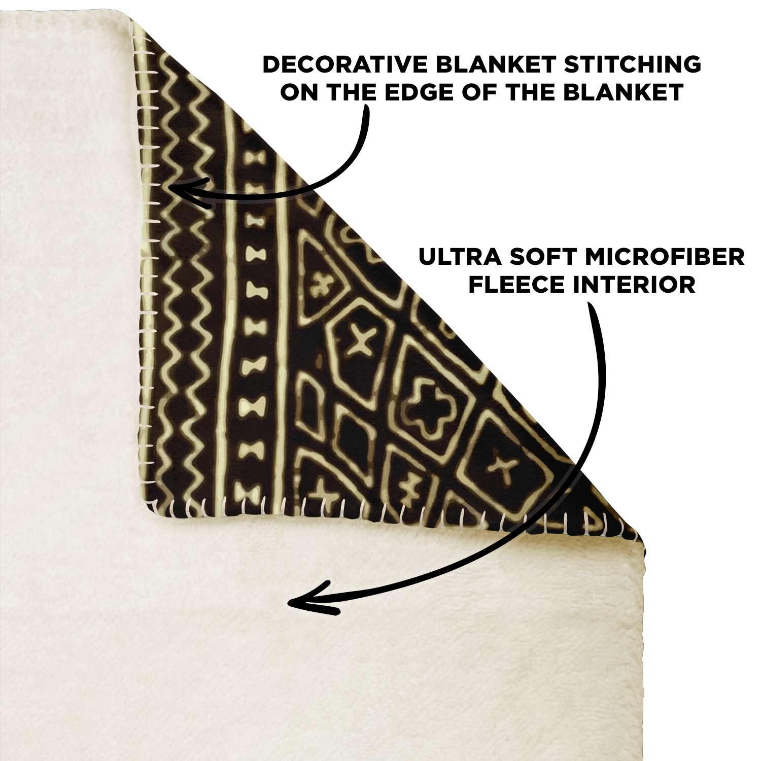 Sherpa Fleece Blanket BOGOLAN (MALI) TRADITIONAL DESIGN | African Blanket