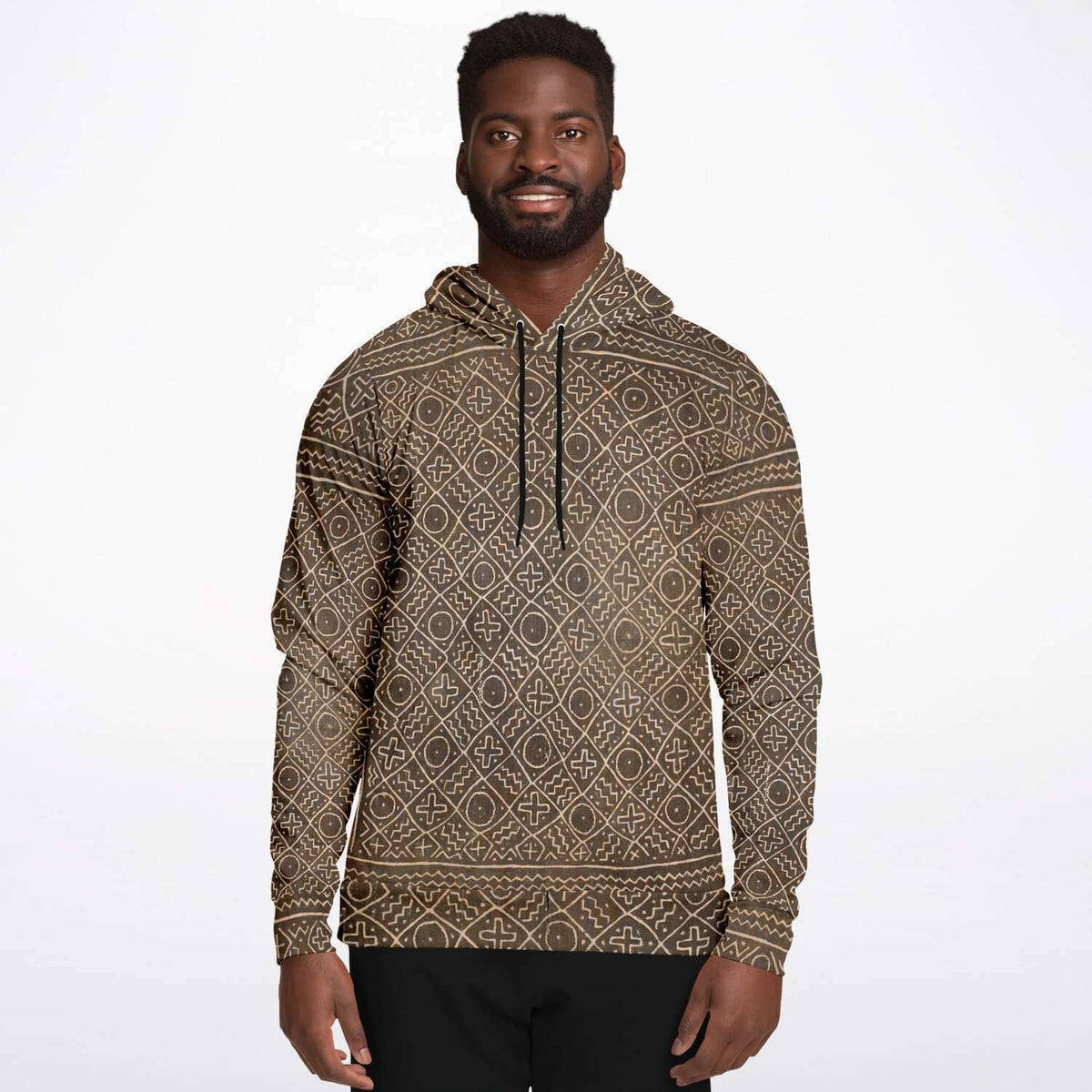 Bogolfinini African Hoodie | Bogolan Mali MudCloth Afrocentric Vintage Kuba Boho Hippie Ethnic Pullover Hoodie