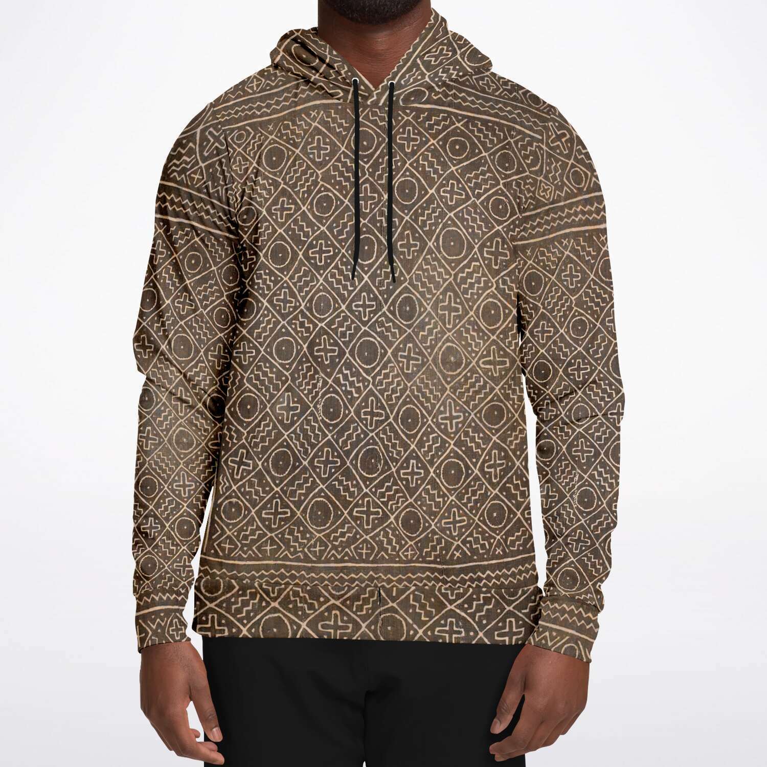 Bogolfinini African Hoodie | Bogolan Mali MudCloth Afrocentric Vintage Kuba Boho Hippie Ethnic Pullover Hoodie