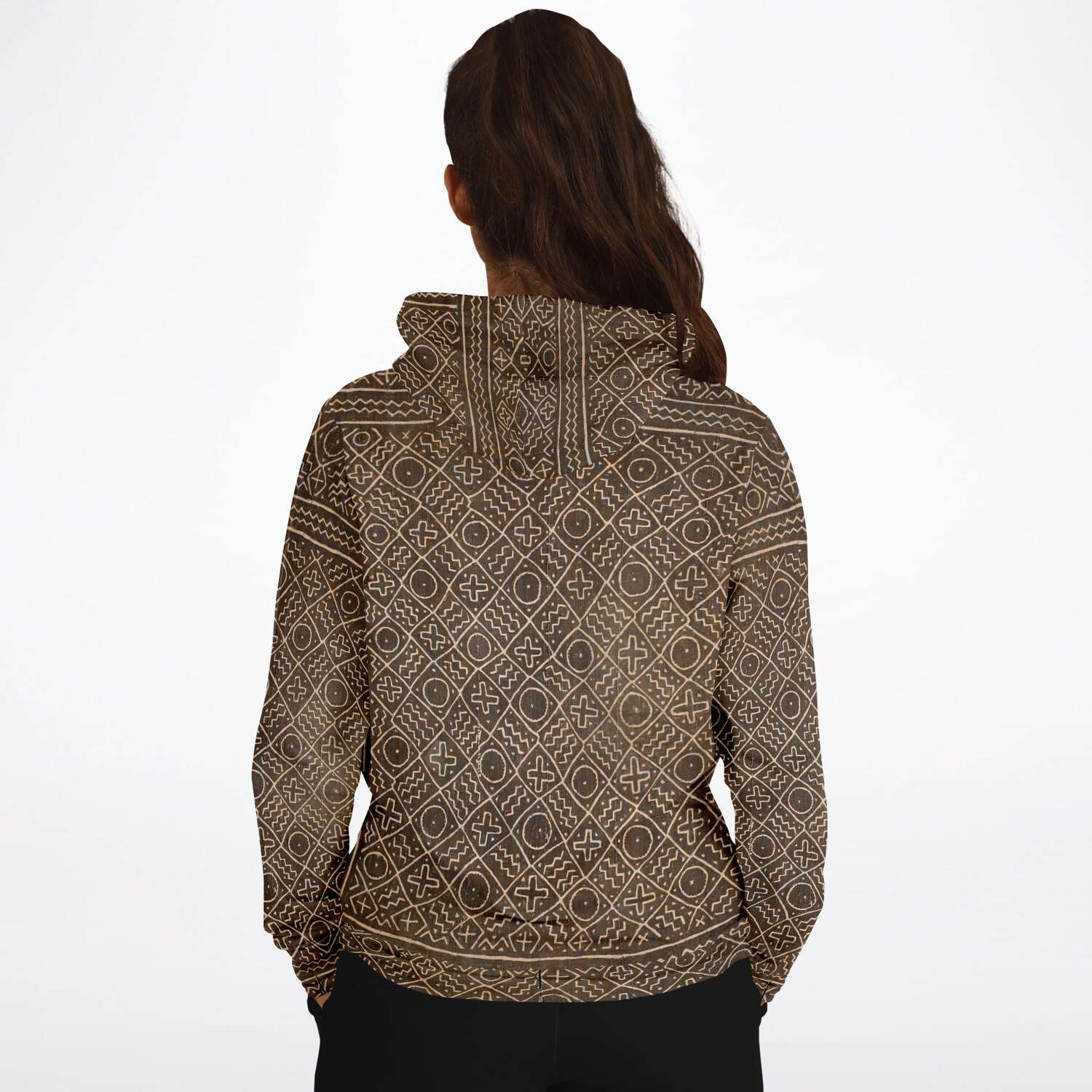 Bogolfinini African Hoodie | Bogolan Mali MudCloth Afrocentric Vintage Kuba Boho Hippie Ethnic Pullover Hoodie
