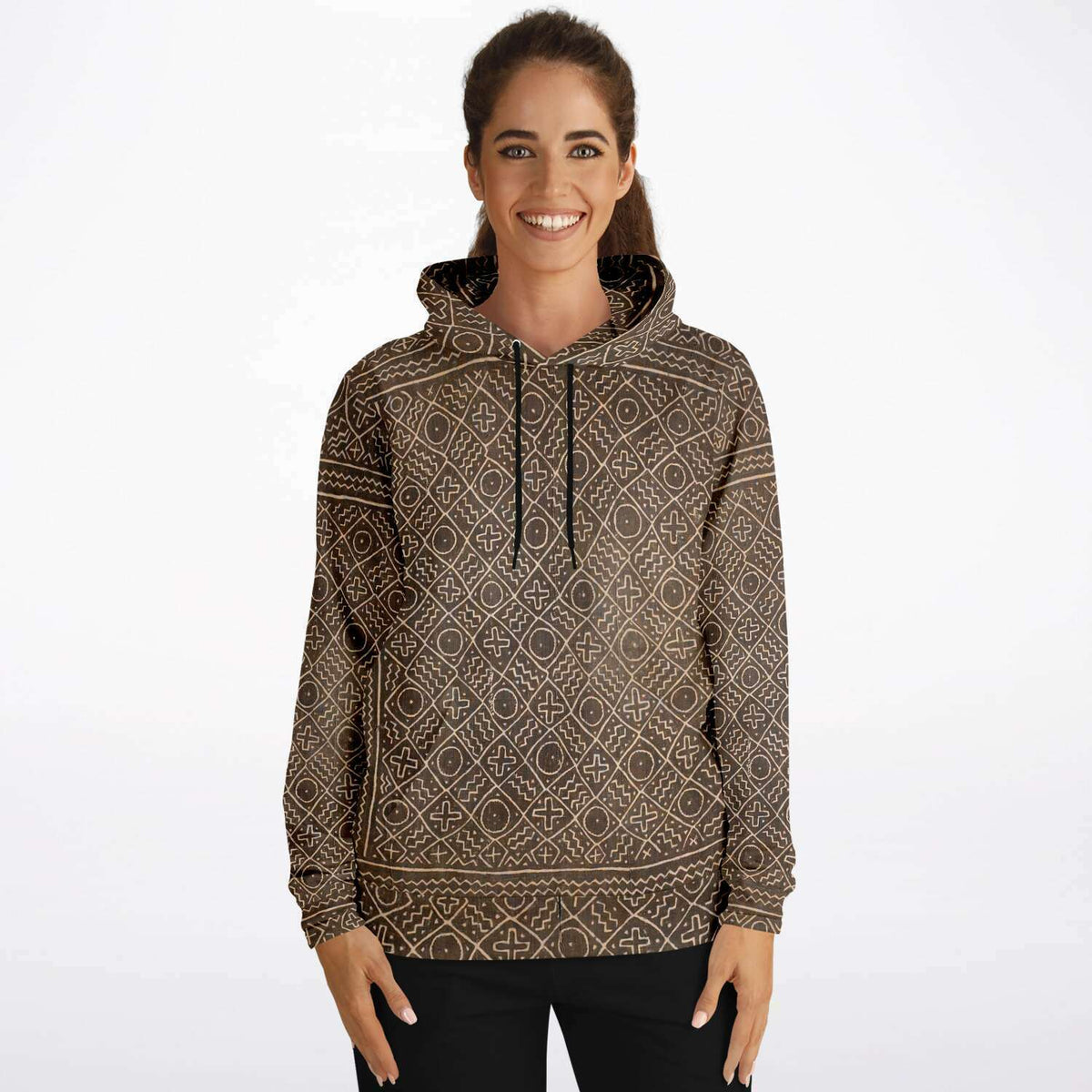 Bogolfinini African Hoodie | Bogolan Mali MudCloth Afrocentric Vintage Kuba Boho Hippie Ethnic Pullover Hoodie