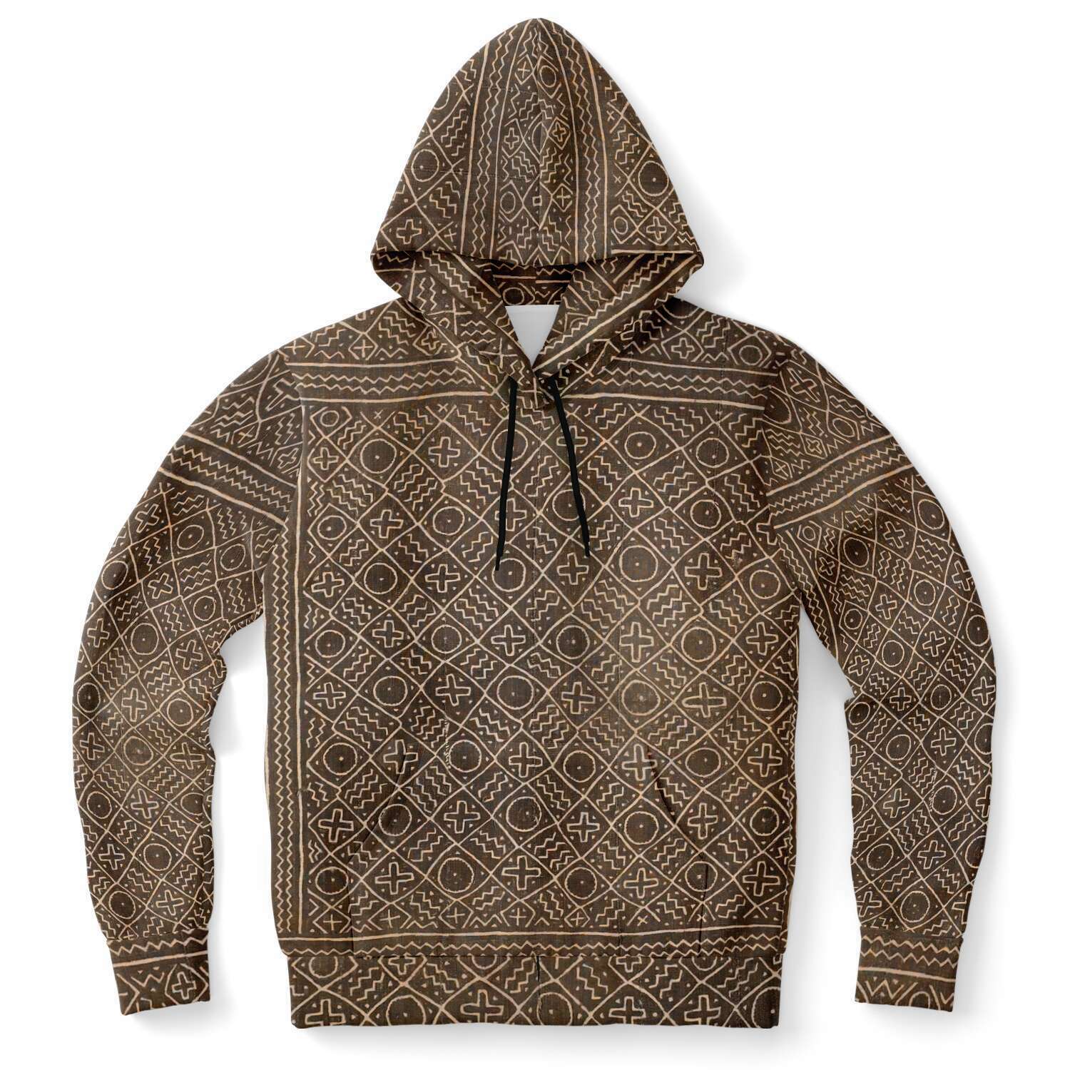 Bogolfinini African Hoodie | Bogolan Mali MudCloth Afrocentric Vintage Kuba Boho Hippie Ethnic Pullover Hoodie