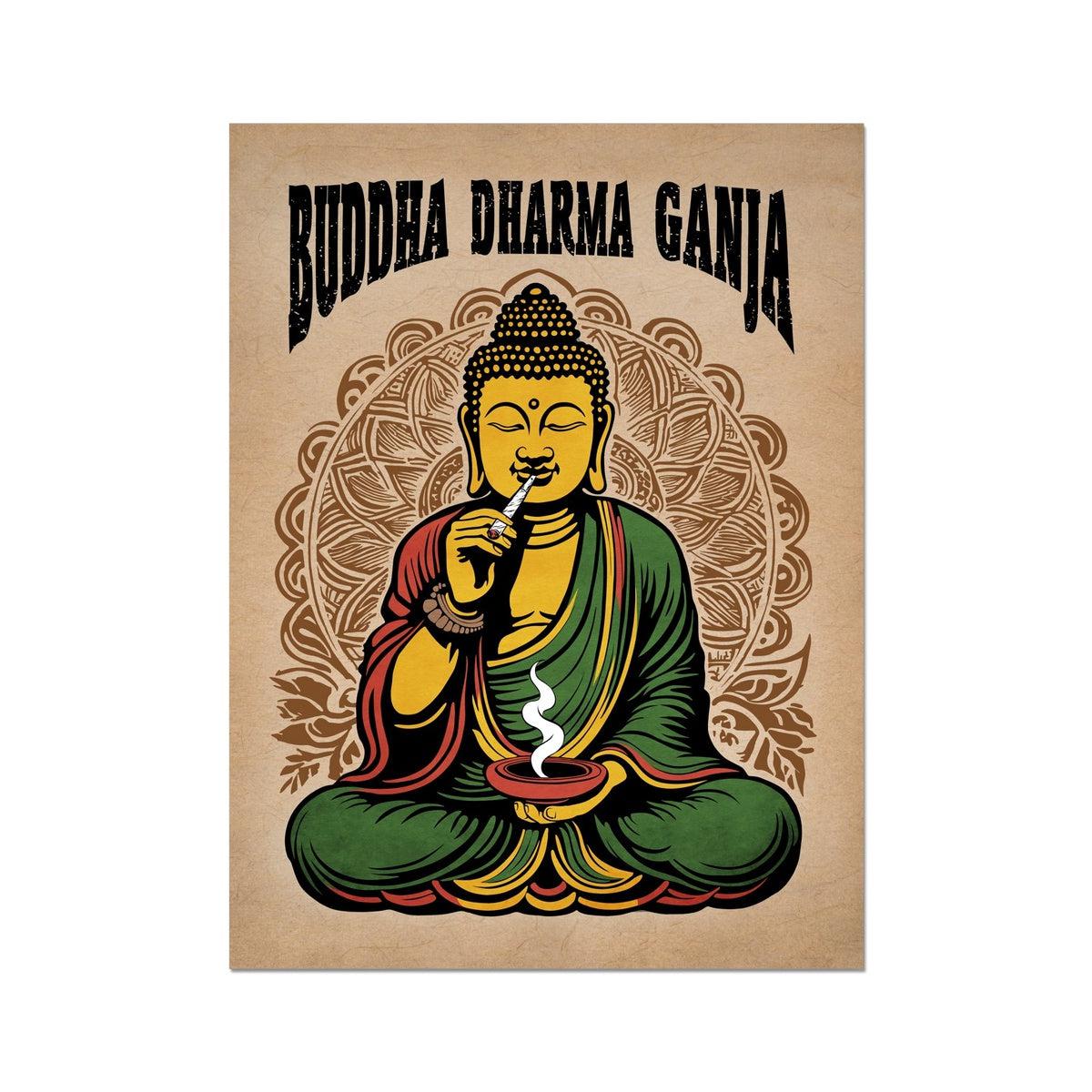 Buddha Dharma Ganja Buddhist Tantra | Weed Cannabis 420 Herbal Medicine Decor | Reggae Rasta Colors Giclée Fine Art Print