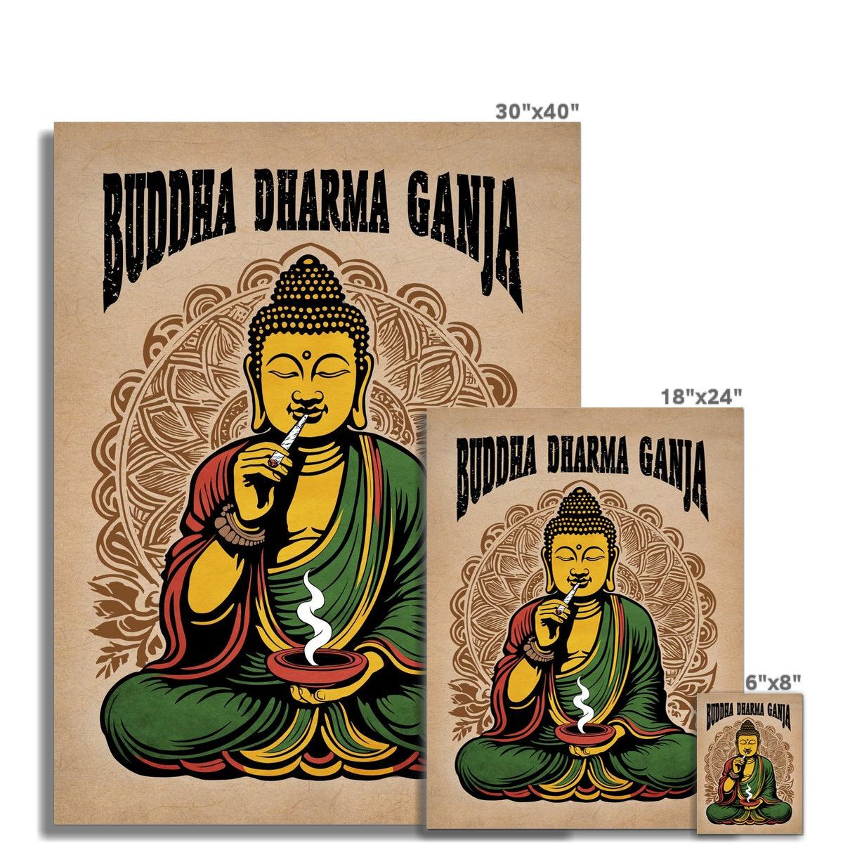 Buddha Dharma Ganja Buddhist Tantra | Weed Cannabis 420 Herbal Medicine Decor | Reggae Rasta Colors Giclée Fine Art Print