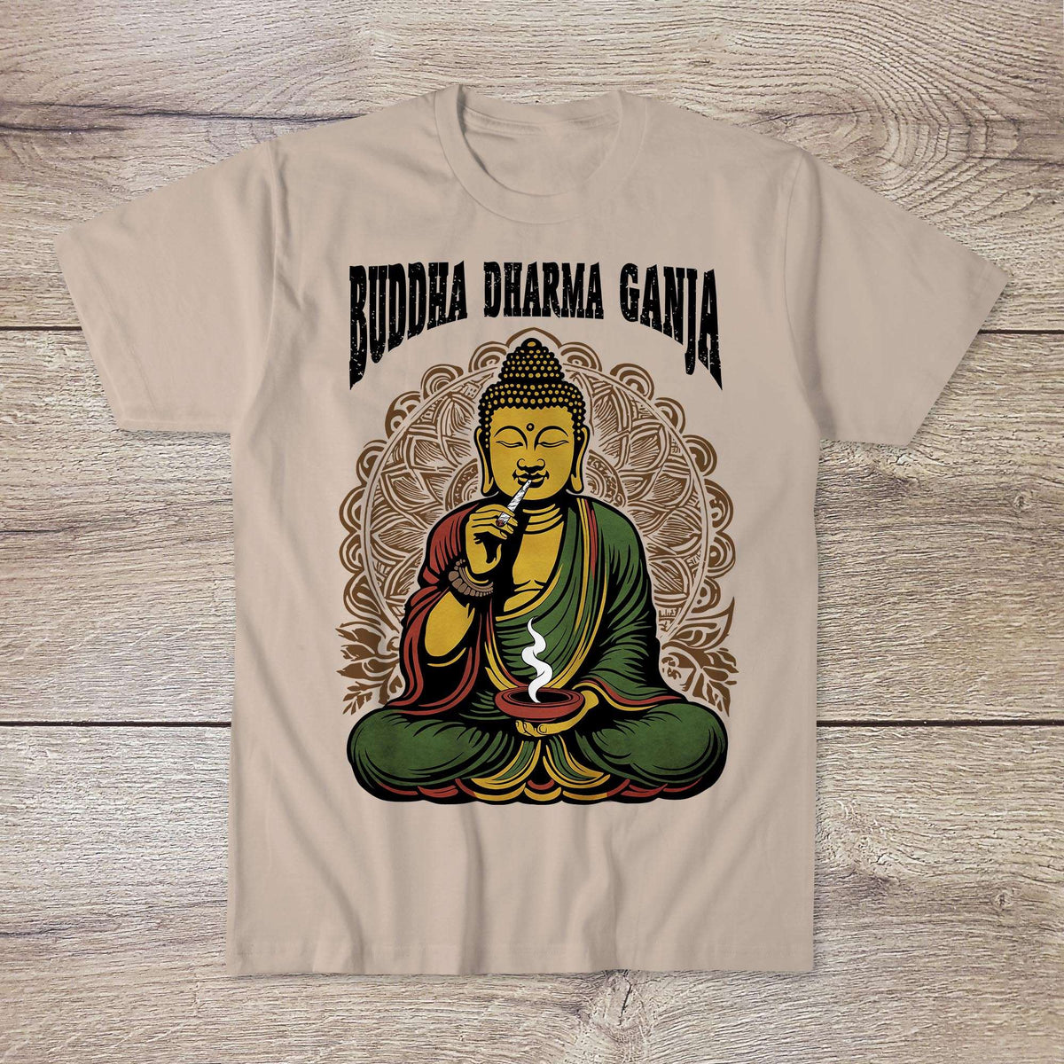 2 Buddha Dharma Ganja Tantric Buddhist Tee | Weed Cannabis 420 Herbal Medicine Healing | Reggae Rasta Colors Graphic Art Tshirt (Copy)