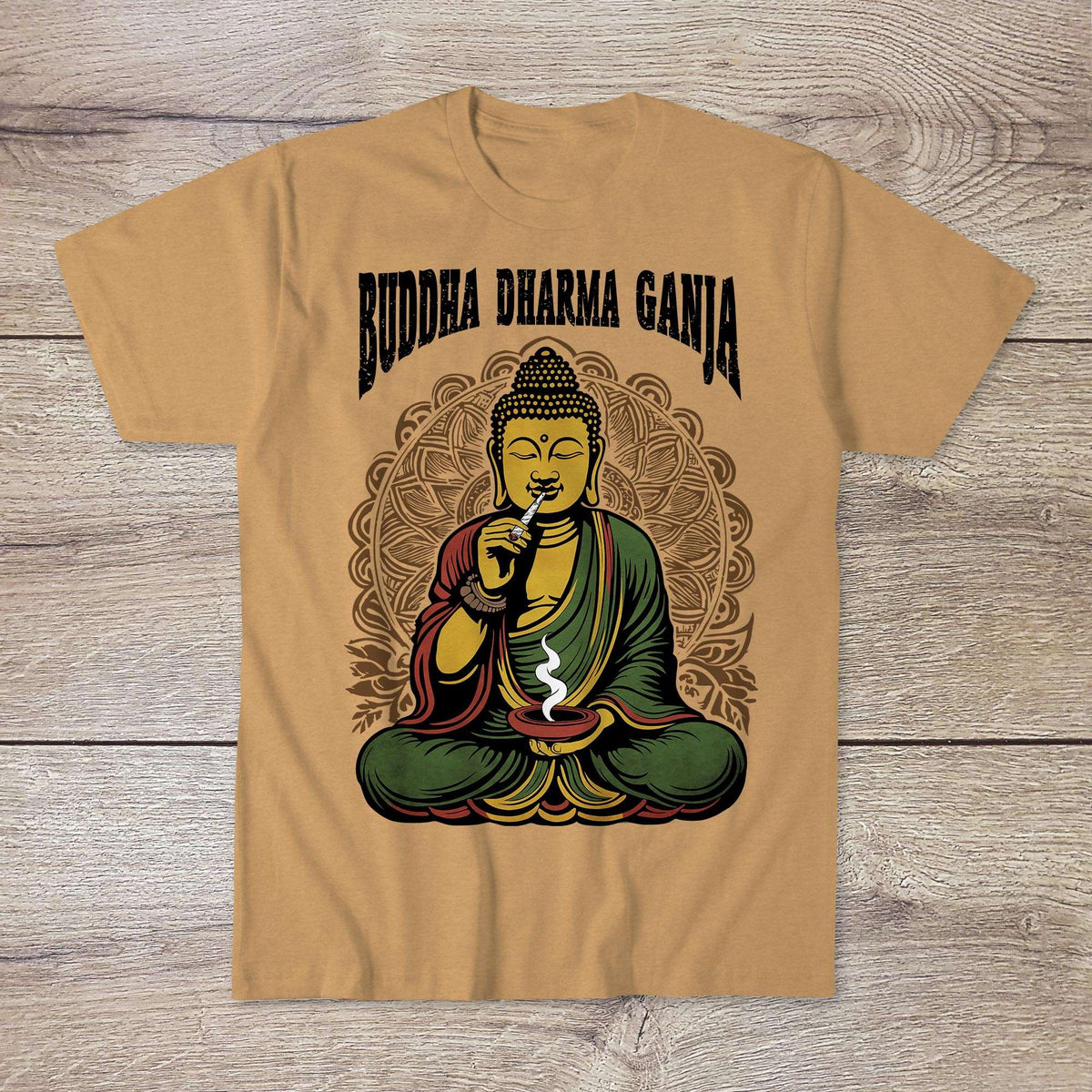 2 Buddha Dharma Ganja Tantric Buddhist Tee | Weed Cannabis 420 Herbal Medicine Healing | Reggae Rasta Colors Graphic Art Tshirt (Copy)