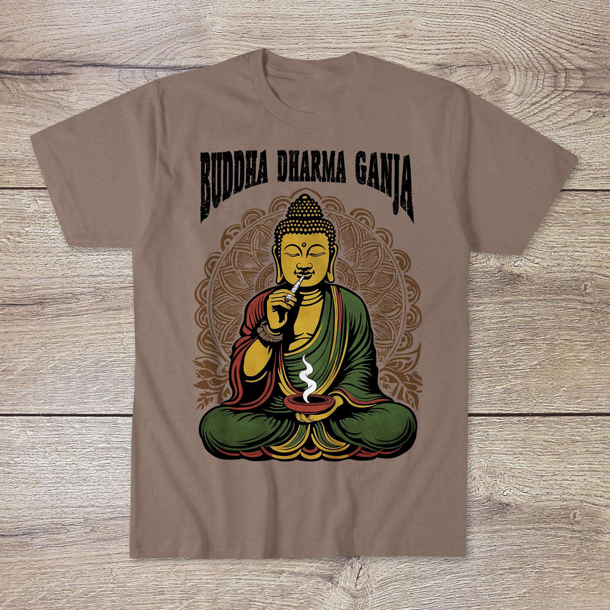 2 Buddha Dharma Ganja Tantric Buddhist Tee | Weed Cannabis 420 Herbal Medicine Healing | Reggae Rasta Colors Graphic Art Tshirt (Copy)