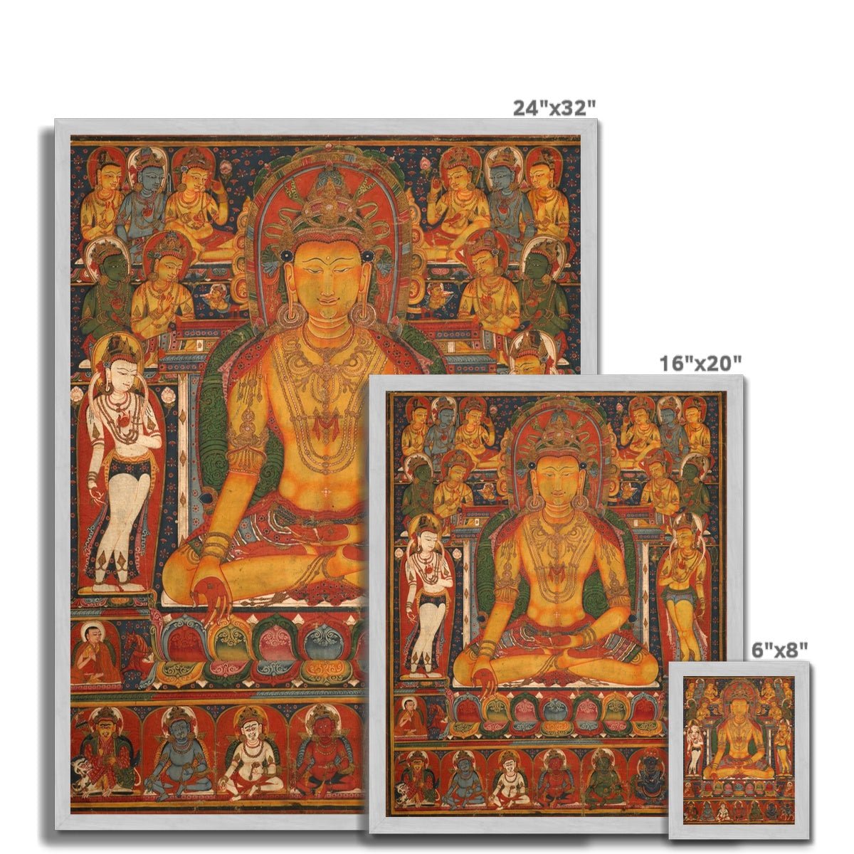 Fine art Buddha Ratnasambhava | Tibetan Buddha of Wealth, Prosperity, Deity of Abundance, Law of Attraction Antique Framed Art Print