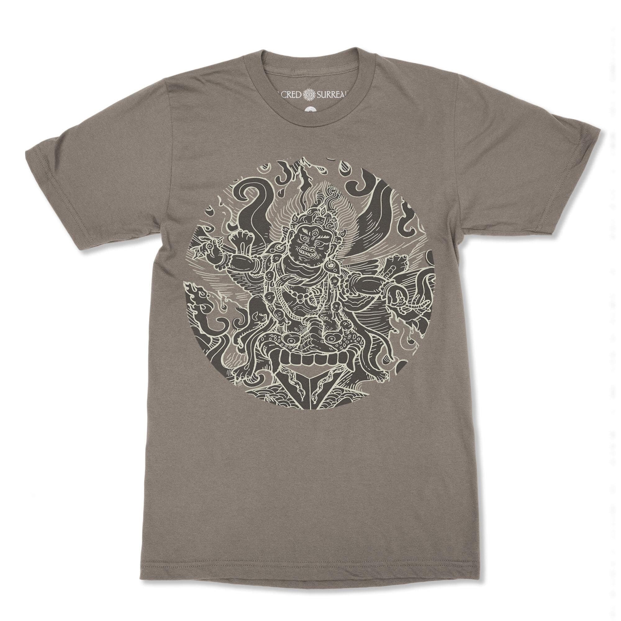 DTG T-Shirt S / Blackberry Buddhist Shirt: Mahakala Wrathful Tibetan Diety (Wrathful Buddhist deities) Tantric T-Shirt Tee