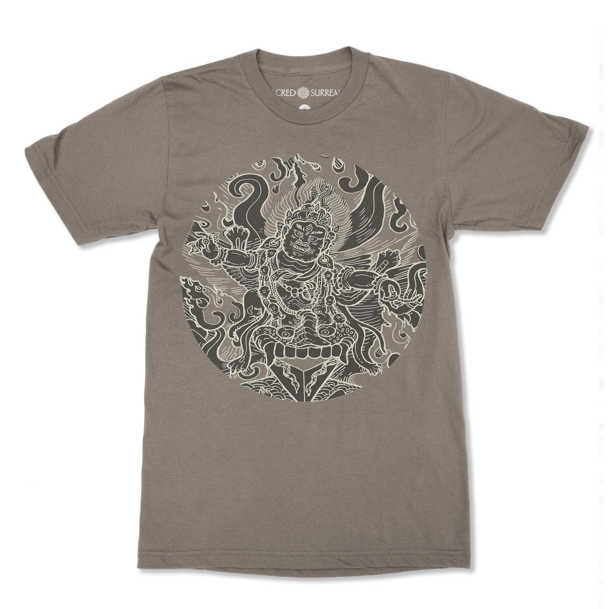 DTG T-Shirt S / Brown Savana Buddhist Shirt: Mahakala Wrathful Tibetan Diety (Wrathful Buddhist deities) Tantric T-Shirt Tee