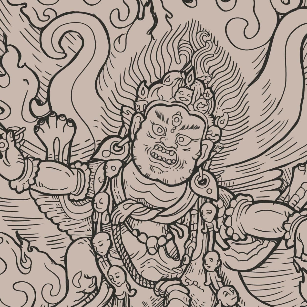 DTG T-Shirt Buddhist Shirt: Mahakala Wrathful Tibetan Diety (Wrathful Buddhist deities) Tantric T-Shirt Tee