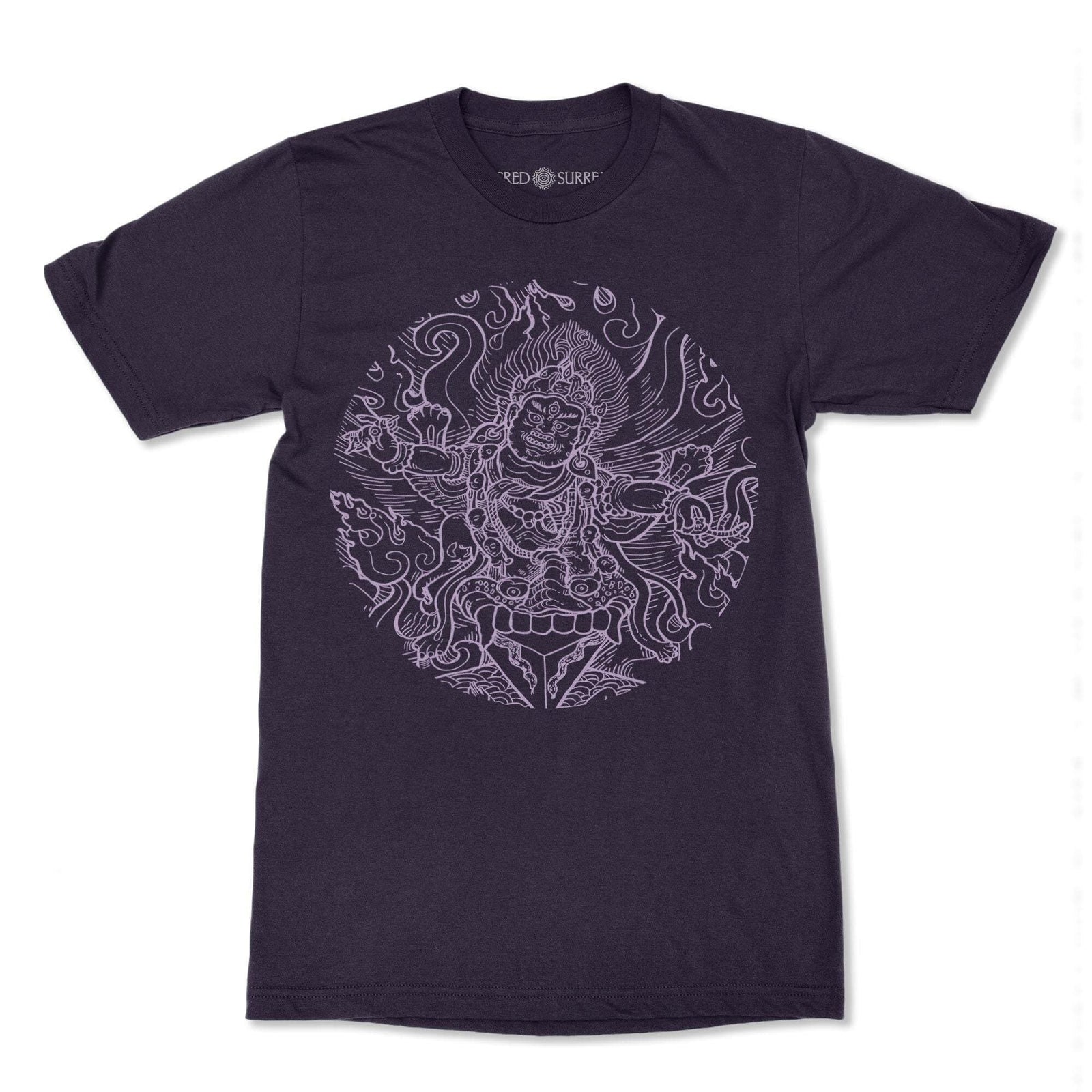 DTG T-Shirt S / Blackberry Buddhist Shirt: Mahakala Wrathful Tibetan Diety (Wrathful Buddhist deities) Tantric T-Shirt Tee