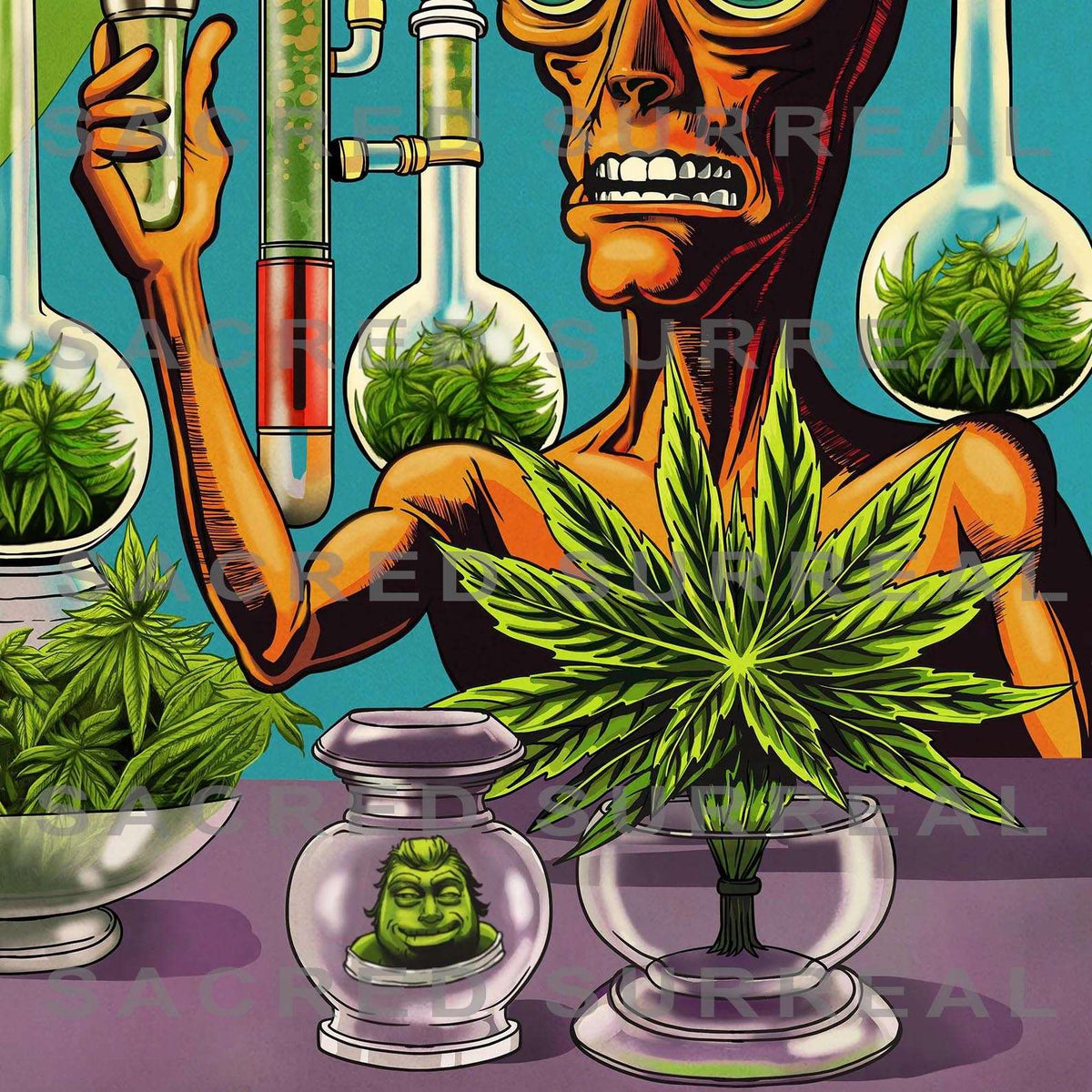 Cannabis Immortals | Alien Smoke Dreamers | 420 Weed Bardo Zone | Vintage 1960s Underground Comic Book Fine Art Print