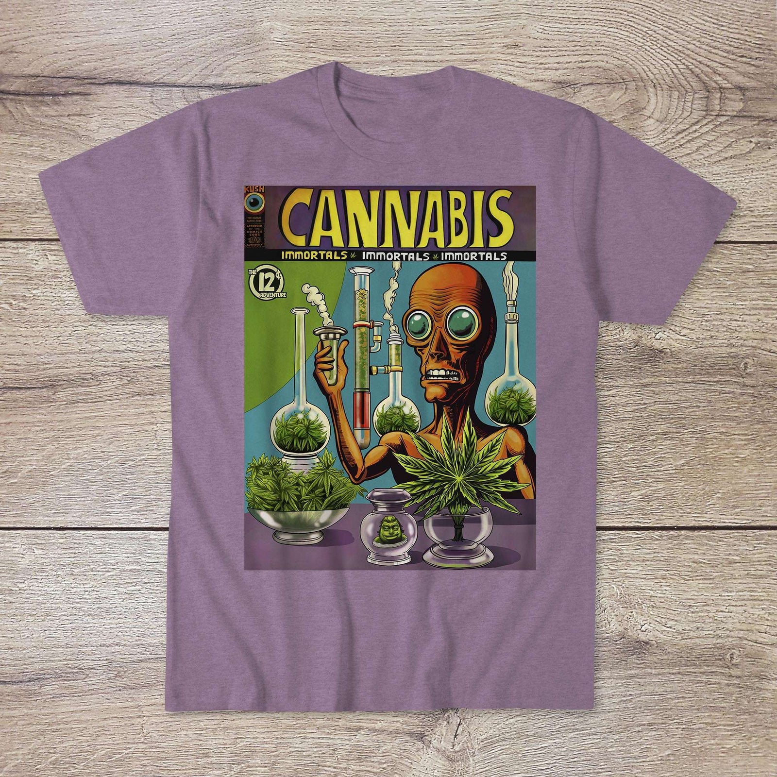 Cannabis Immortals | Alien Smoke Dreamers | 420 Weed Pot Ganja | Vintage 1960s Underground Comic Book Art T-Shirt