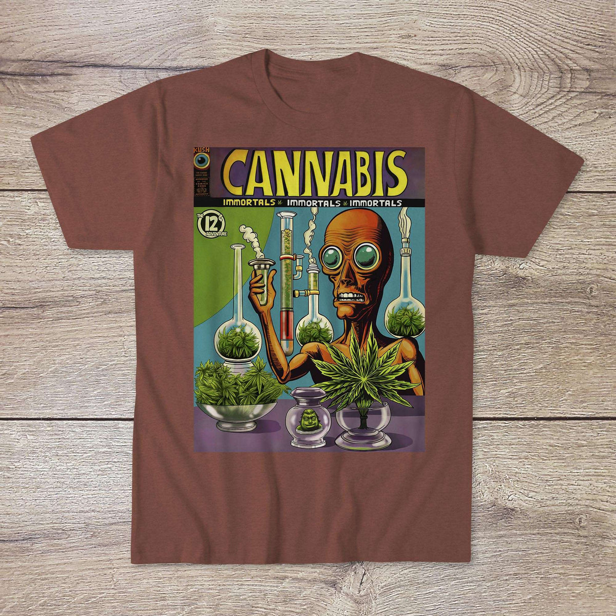 Cannabis Immortals | Alien Smoke Dreamers | 420 Weed Pot Ganja | Vintage 1960s Underground Comic Book Art T-Shirt